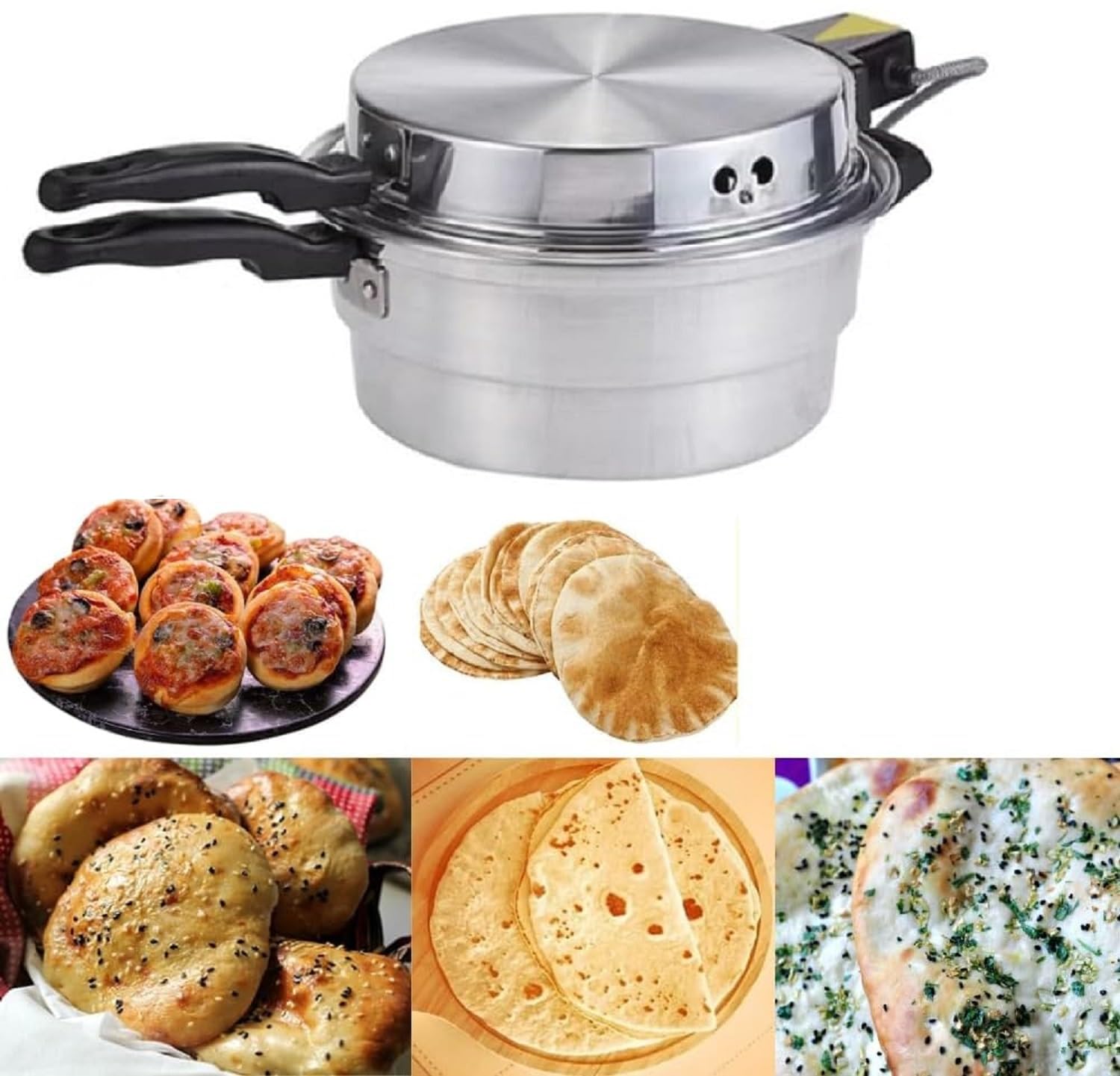 Aluminum Mini Electric Oven - Bread, Pizza, Khameer, and Lebanese Flatbread Maker | Multi-Purpose Hot Arabic Khameer Bread Machine" 32CM [IK81]