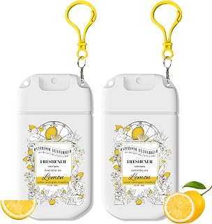 Azulfra Pocket Size Poop Toilet Spray with Removable Hook, 2 Pack Lemon | Bathroom Odor Eliminator ,Travel Essentials Variety
