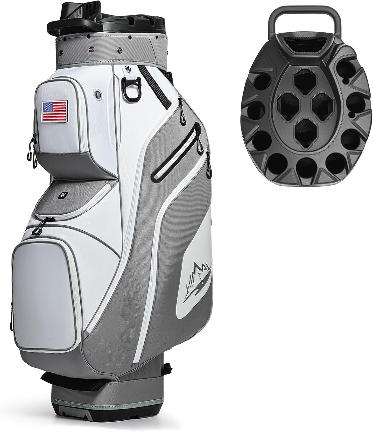 Golf Cart Bag 14 Way Organizer Divider Top with S&T-Lock - Waterproof Cart Bag with Insulated Cooler, Ample Storage, Anti-Vibration Design