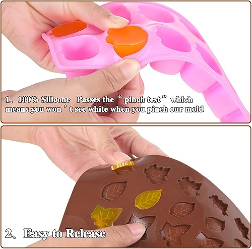 Miniatura 4 de 4 moldes 3D de caramelo de otoño para Halloween, calabaza, caramelo, molde de Acción de Gracias, hoja de arce en forma de caramelo de otoño, molde