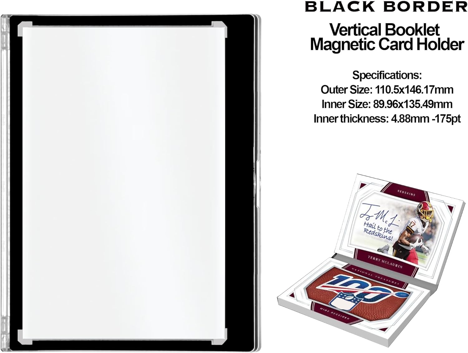 Magnetic Card Holder - for 175pt Vertical Double Booklet Cards - Black Border