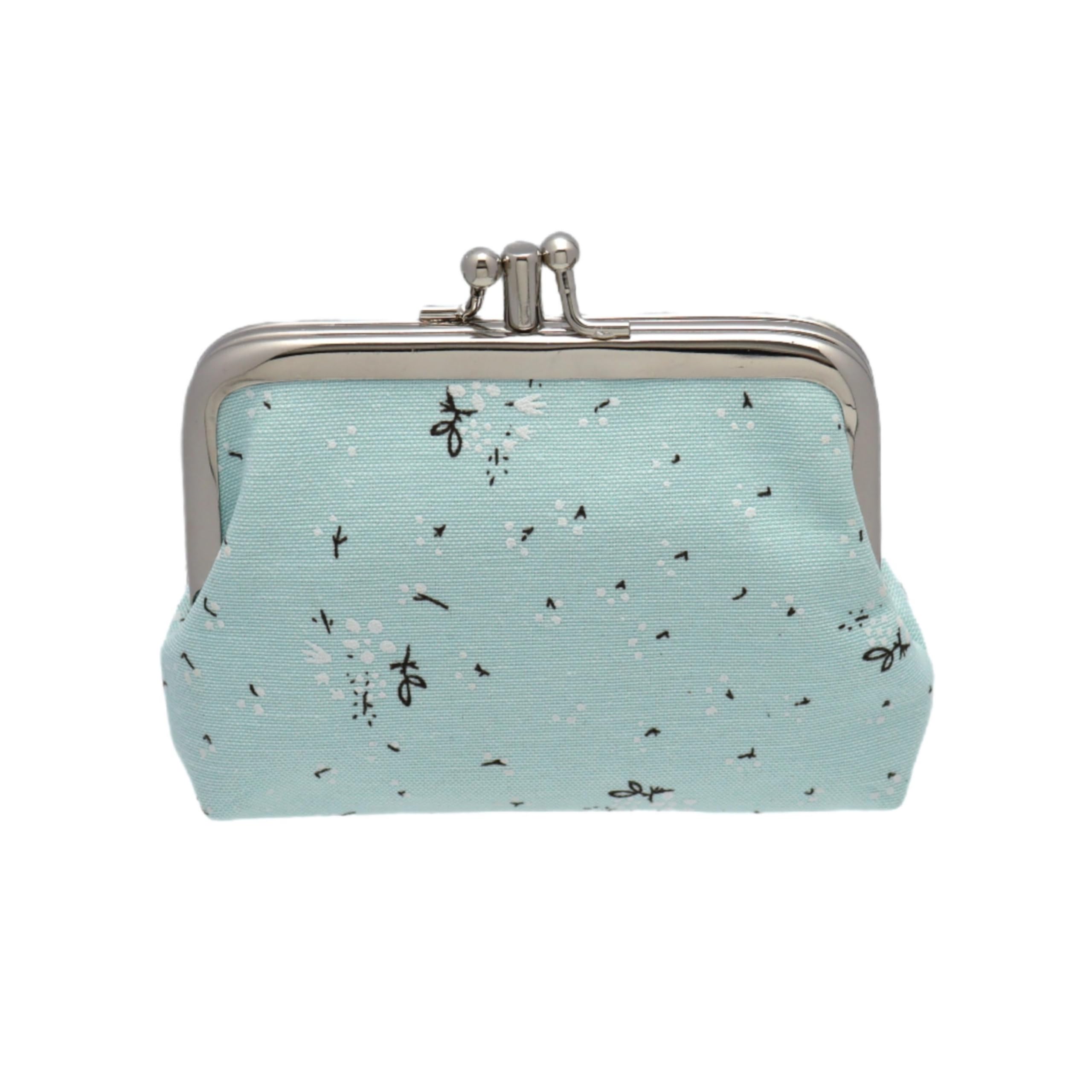 Coin Purse Vintage Bag Lock Wallet Buckle Kiss Lock change purse change holder wallet coin Canvas cotton coin purse (D Light green)