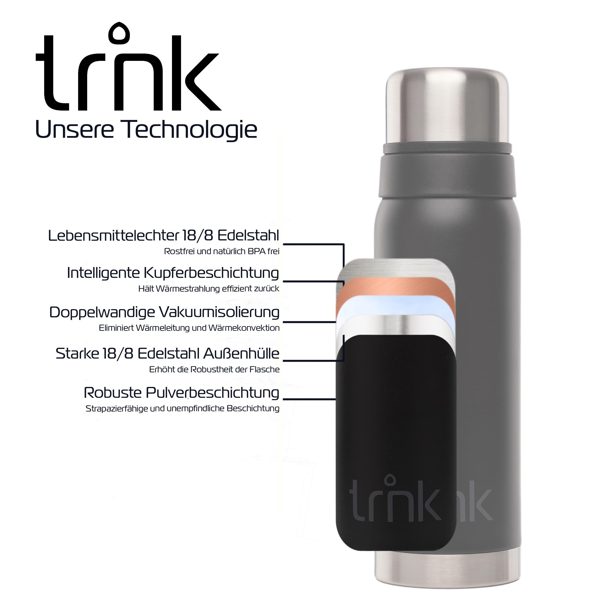 Termo Acero Inoxidable 304 Termo Taza De Acero Inoxidable Al Vacío 304 Vaso Termo De Doble Pared A Prueba De Fugas Para Viajes 500ML Vaso Aislado Para Cafe Con Tapa Deslizante A