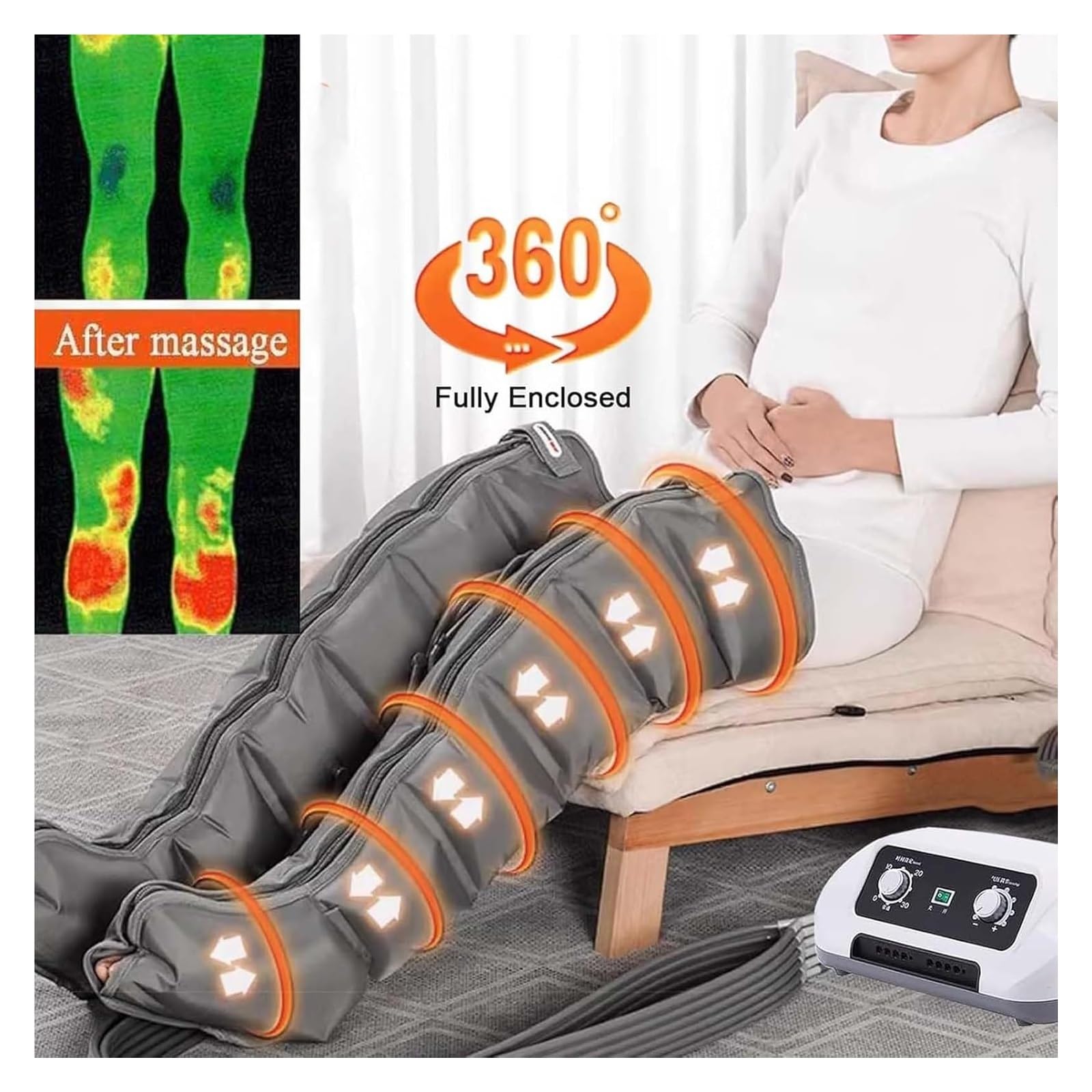Botas de Compresión para Masaje de Piernas y Brazos - 6 Cámaras de Aire, Drenaje Linfático y Recuperación Muscular con Presión Ajustable, Ideal para Dolor y Circulación