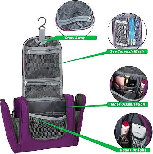 Miniatura 114 de Bago Neceser de viaje para mujeres y hombres, tamaño XL, impermeable, para colgar y artículos de aseo personal, bolsa de aseo grande para baño
