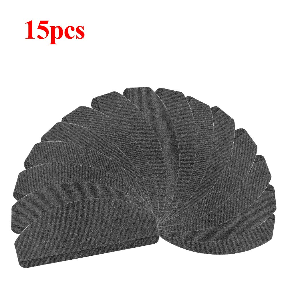 KEVO Set de 15 marchettes d'escalier Surface Confortable et antidérapante,Tapis d'escalier - Protection d'escalier Semi-Circulaire, antidérapant et - Tapis pour marches,65 * 21 * 4cm (Noir)