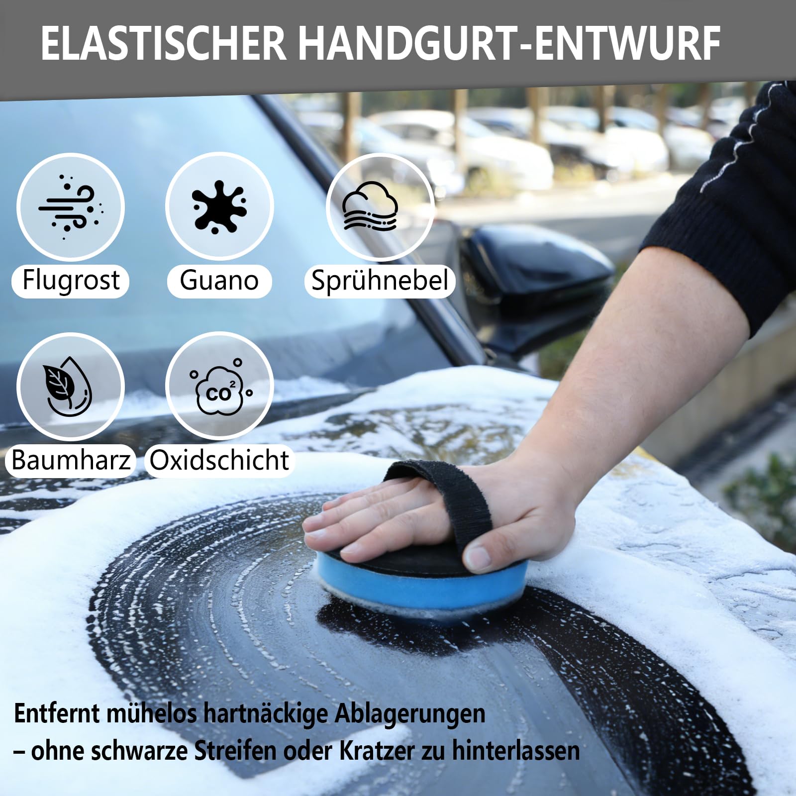 Clay Pad (diametro 150 mm) | Set di plastilina per la pulizia dell'auto | Set di plastilina per la rimozione delicata di ruggine, resina, catrame, residui di insetti | Car Clay Bar, plastilina per
