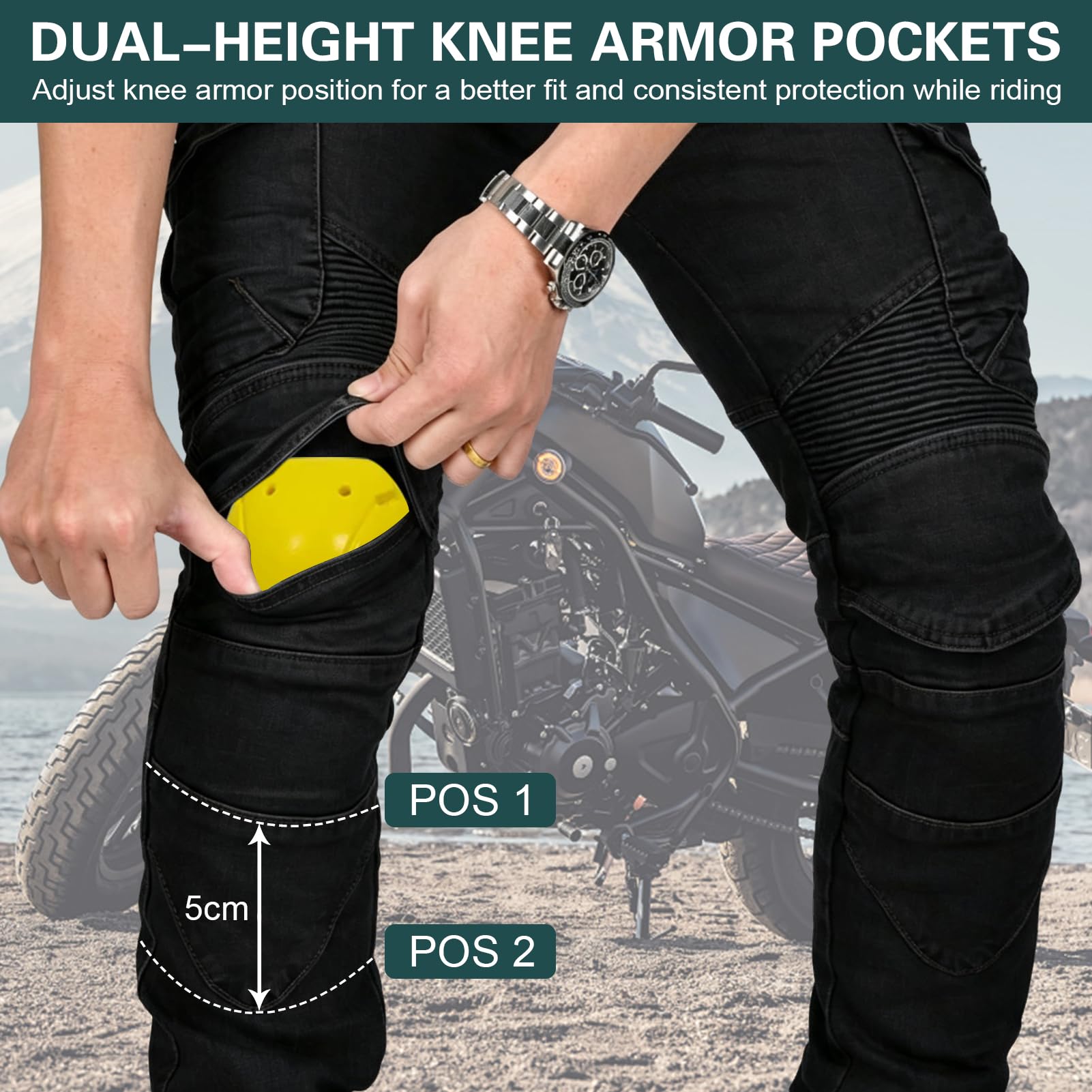 Uomo Pantaloni da Moto, Motorcycle Pantaloni, Jeans per Motociclismo,