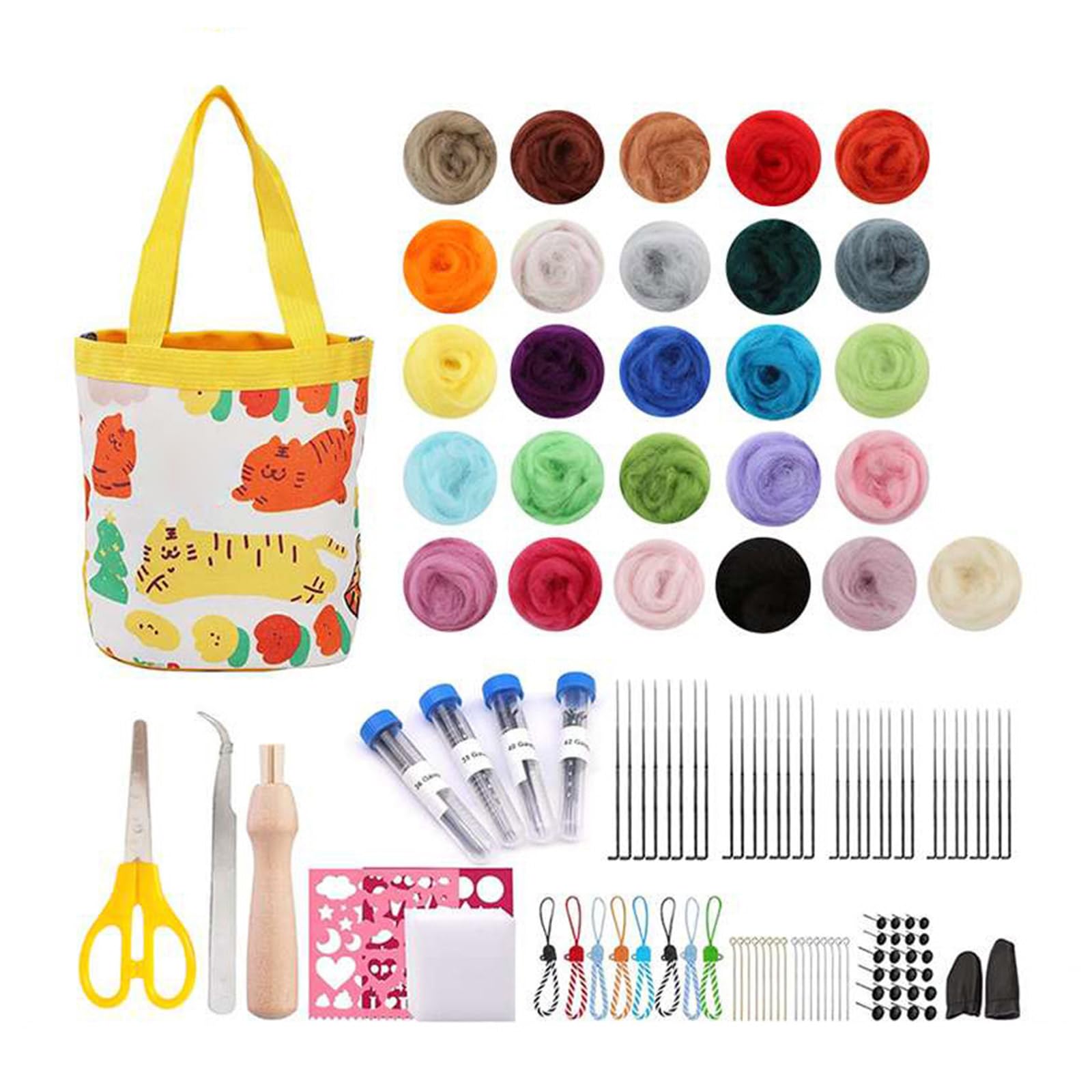 Tsophreniq Needle Felting Kits Needle Felting Starter Tool Kits Felt Wool for Craft Home Decor Supplies Wool Starter