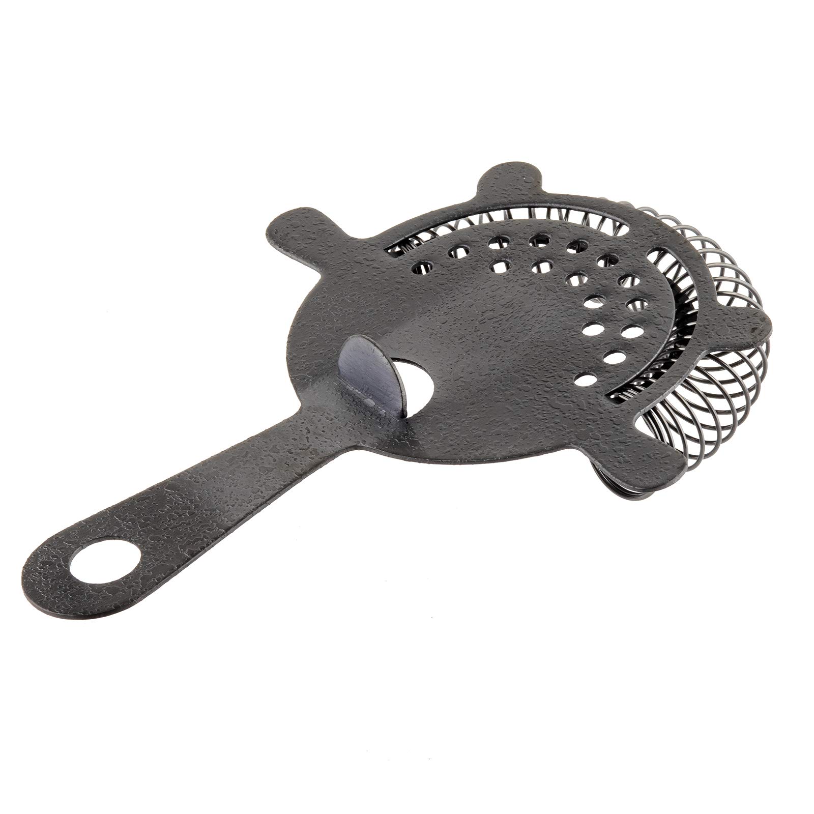 Tablecraft Premium Collection 4-Prong Cocktail Bar Strainer, 18/8 Stainless Steel, Black Acid Etch Finish