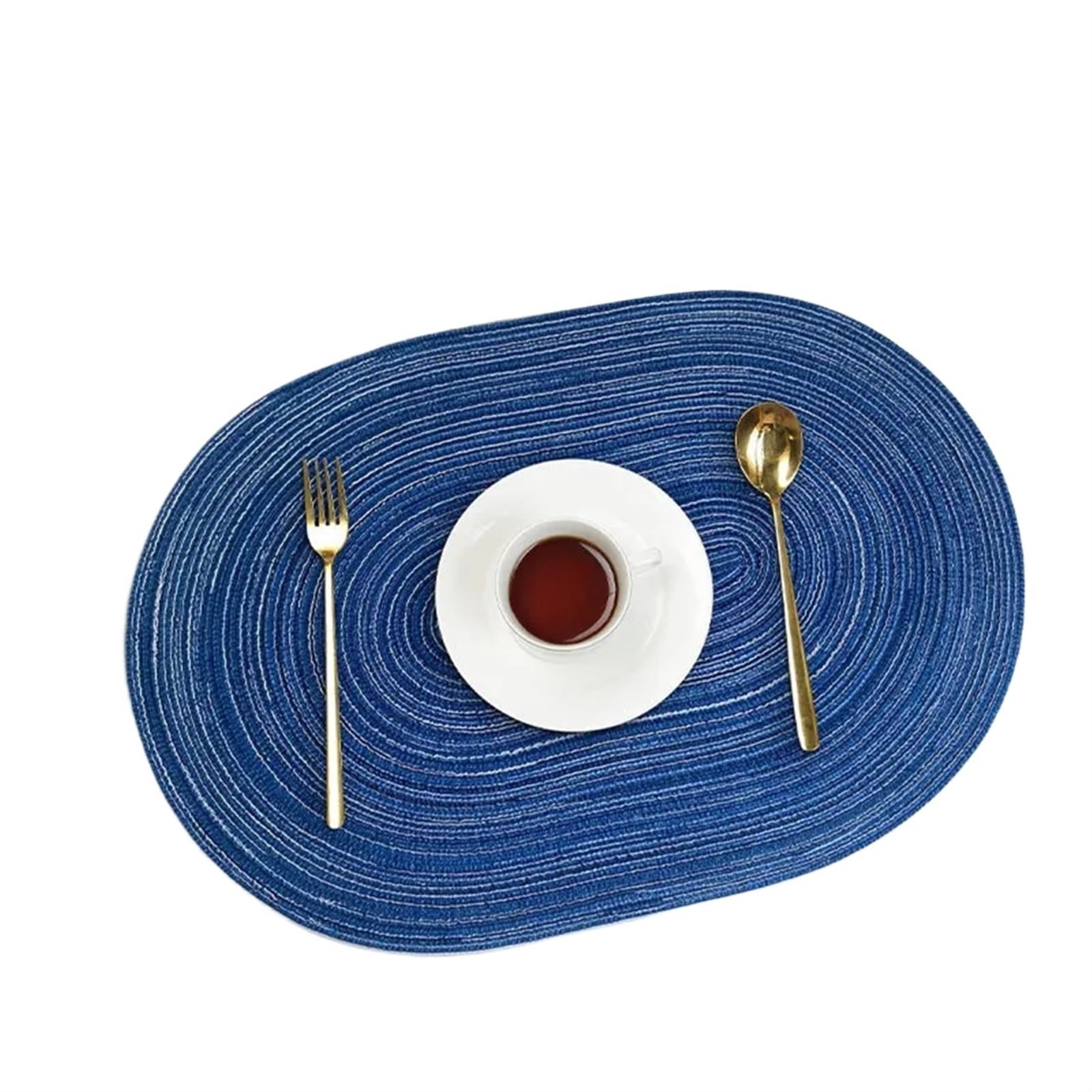 place mats for table 35x50cm Big Oval Braided Placemats Woven Table Mats for Dining Place mats for Kitchen Restaurant Dining Table(Blue,6pcs 35x50cm)