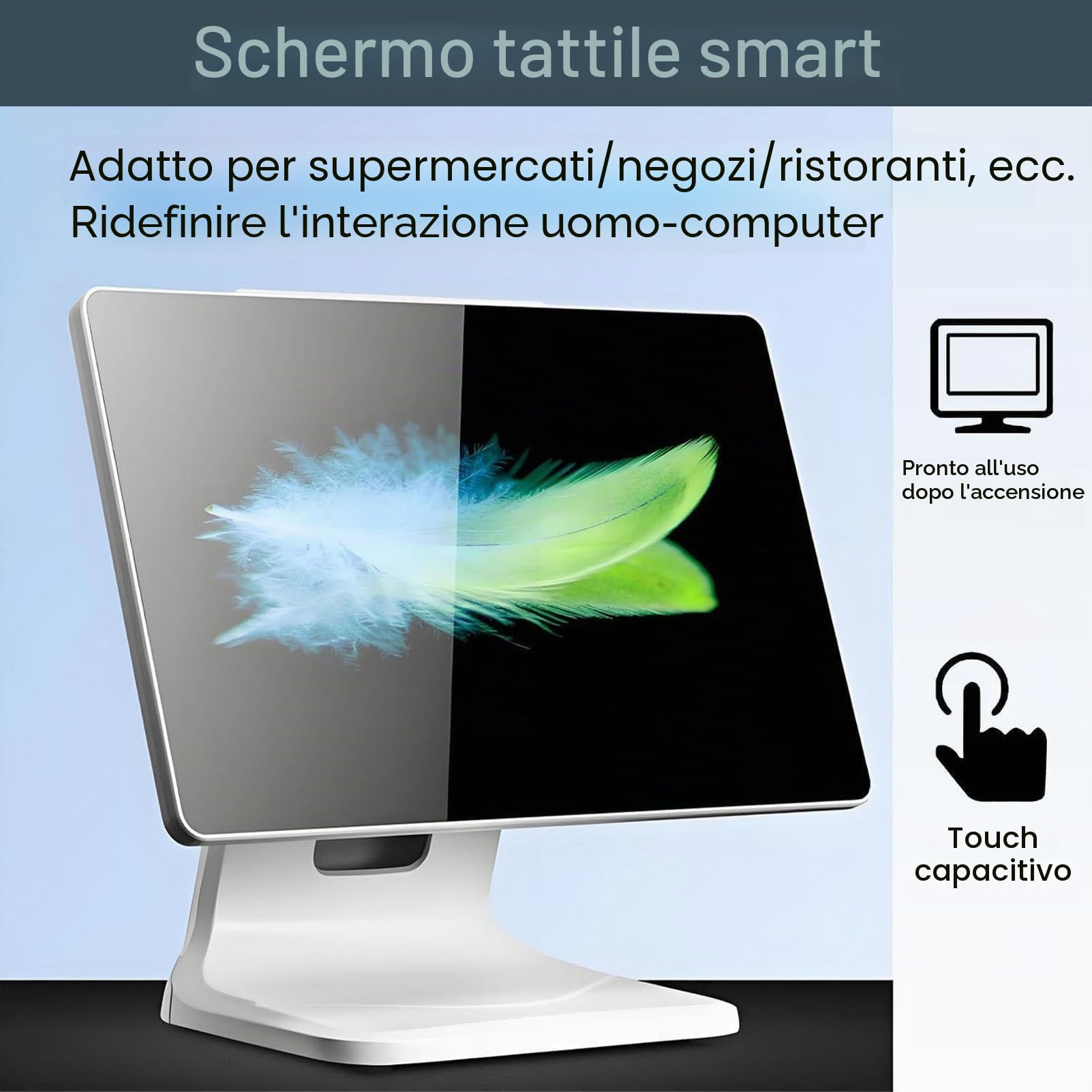 PC POS con Touchscreen da 15,6 Pollici, registratore di Cassa Intelligente con Touchscreen, 4 GB di RAM, SSD da 64 GB, CPU N2930, Windows 10 PRO per la Vendita al Dettaglio a Schermo Singolo