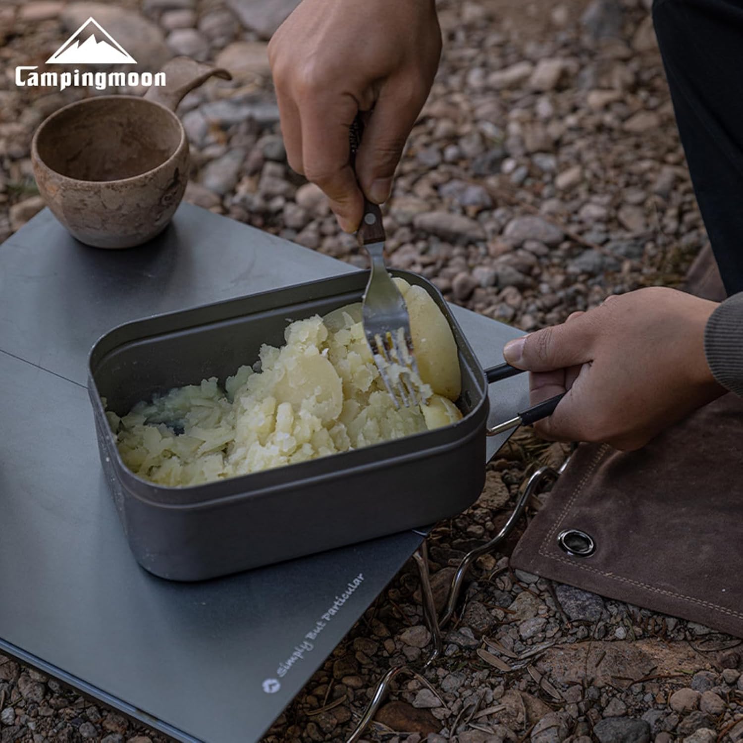 Campingmoon Camping Mess Tin Pressure Relief Aluminum Dinner Box Camping Bowls Cooking Pot with Foldable Handle for Camping & Cooking