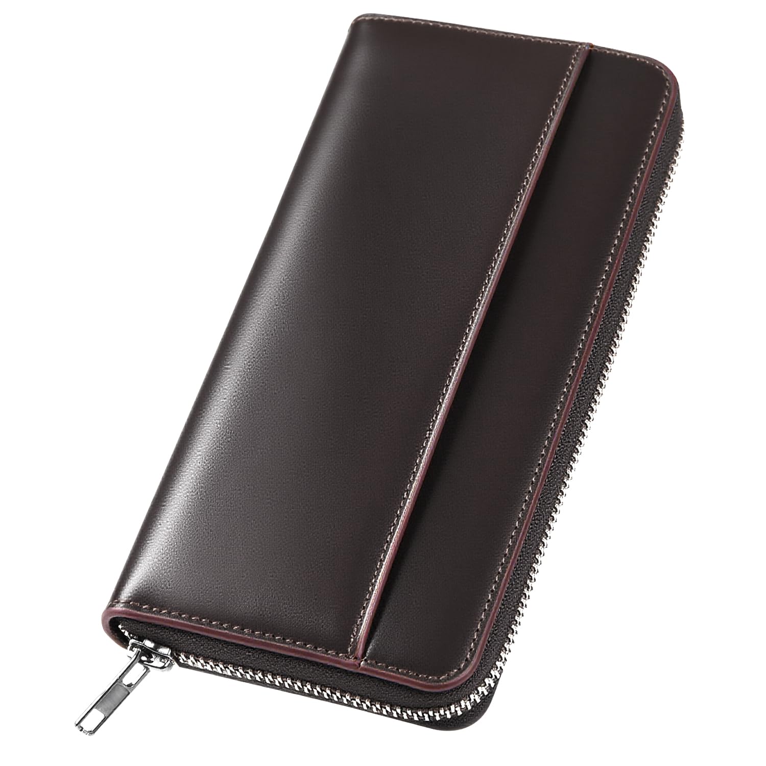 Tochigi Leather Long Wallet Brown Genuine Cowhide YKK Zipper Made in Japan