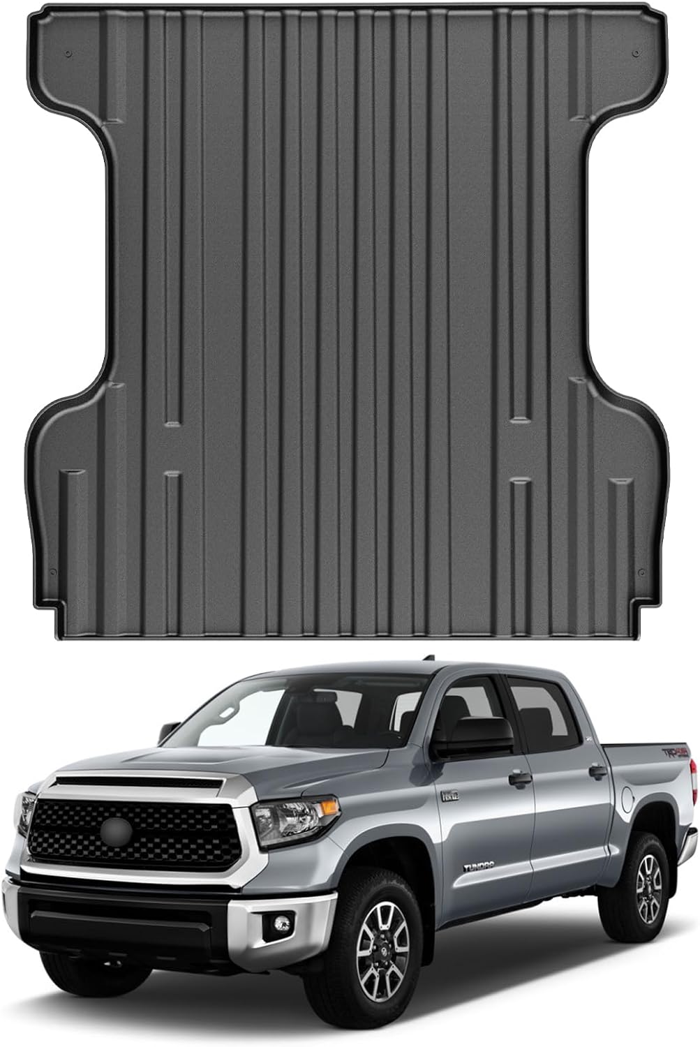 Mixsuper Liner Truck Bed Mat Compatible with 2007-2021 Toyota Tundra 5.5ft Bed, All Weather Bed Liner TPE Durable Odorless Black