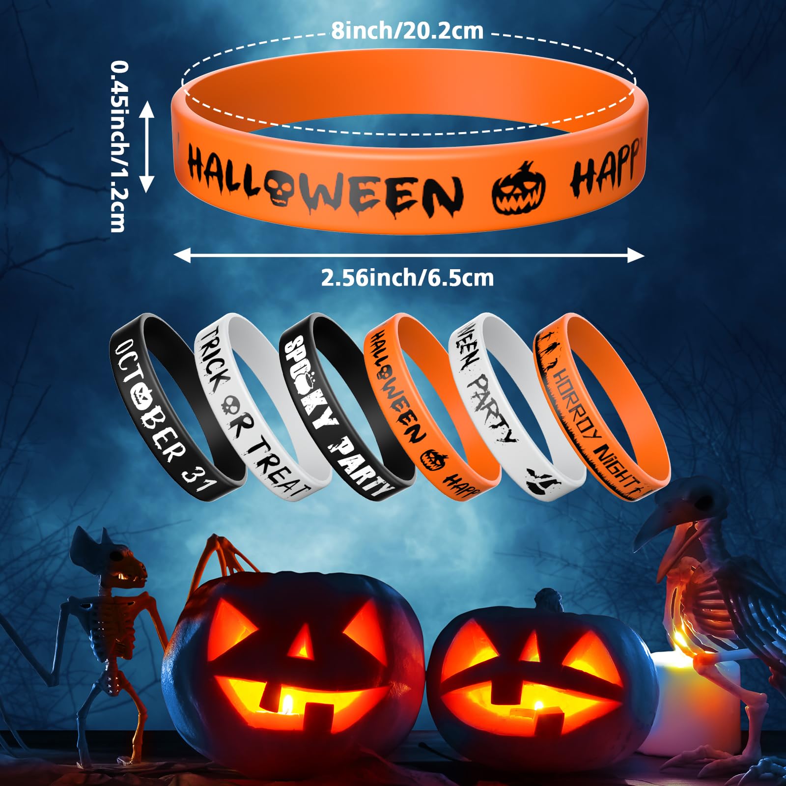 16 Braccialetti Silicone Halloween - 8 Stili Per Feste Bambini - Foto 1