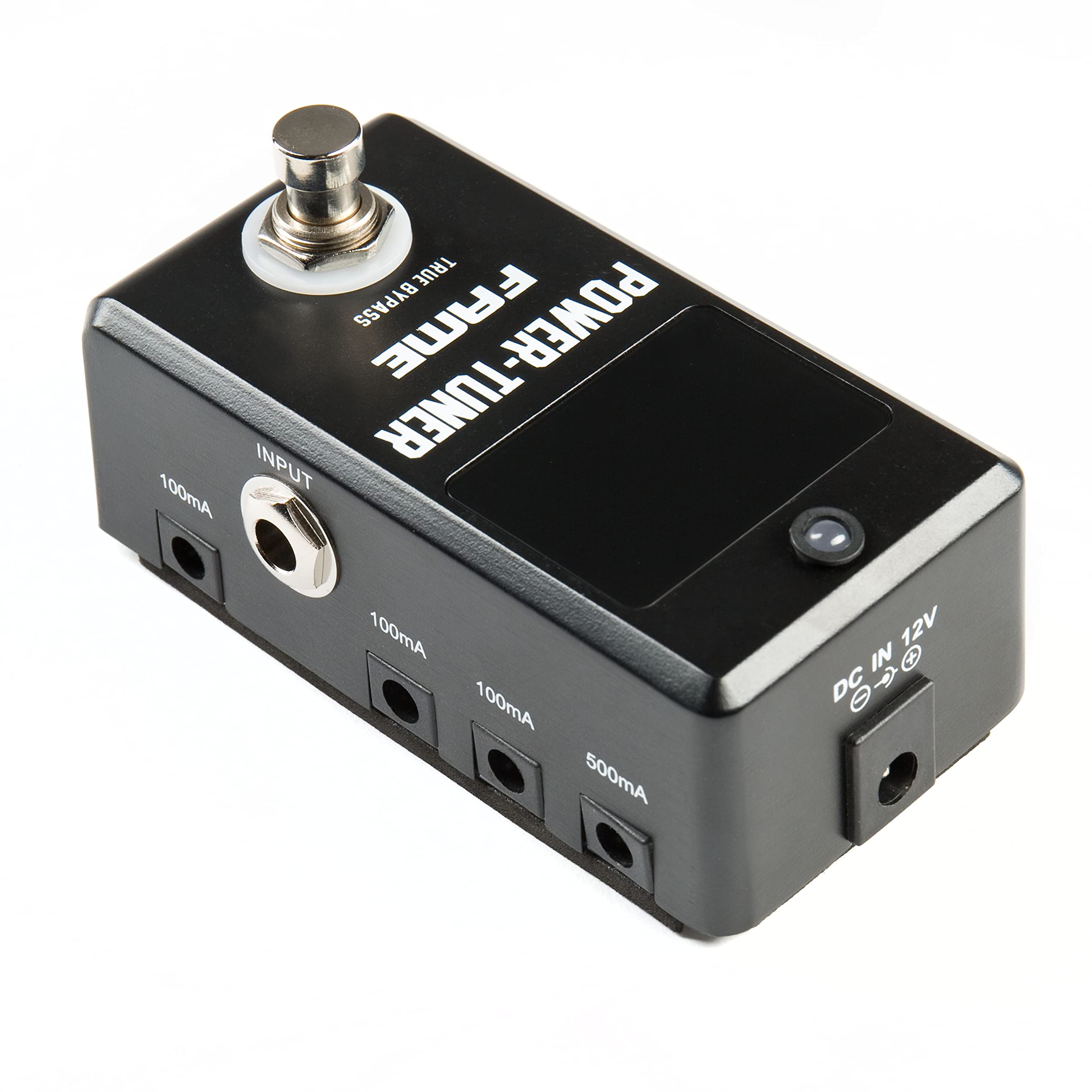 Fame Stimmgerät chromatisch für Gitarre und Bass, Power Tuner und Netzteil kombiniert, ideal für Pedalboard, Frequenz 12 Hz – 4186 Hz