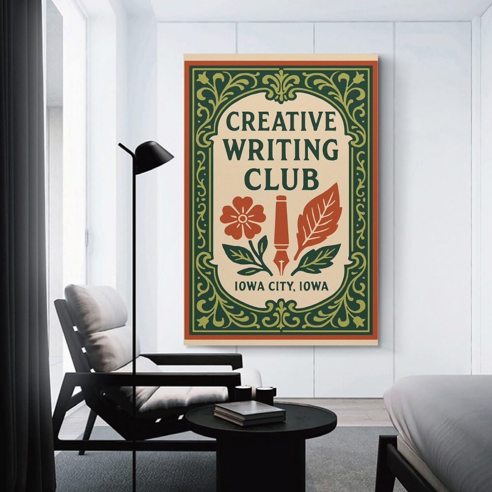 Junmoney Creative Writing Club Iowa City Iowa Canvas Wall Decor 24x36inch(60x90cm), for Entrance Walls, Hall Decor Or Foyers, Wall Decor to Refresh Empty Corners