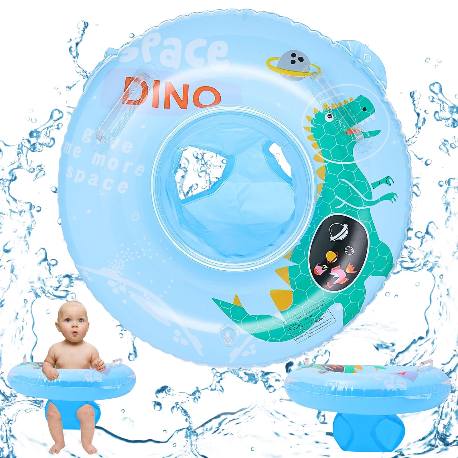 Flotador para bebé, flotador inflable para bebé, flotador para bebé con asiento de natación, lindo flotador de dibujos animados para niños, accesorios de baño para niños pequeños