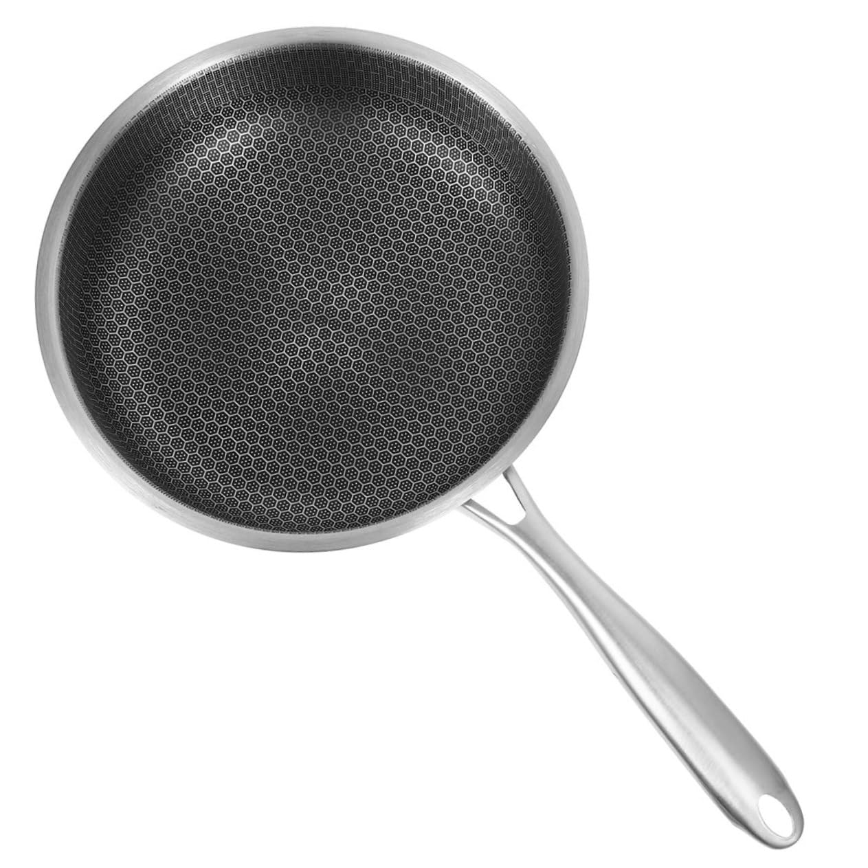 Alipis Padella in Acciaio Inossidabile Con Intaglio Nido D'ape Per Cottura Uniforme Padella Antiaderente Per Frittate e Uova Su Tutti i Piani Cottura Casseruola Per Bistecche e Cibi Vari
