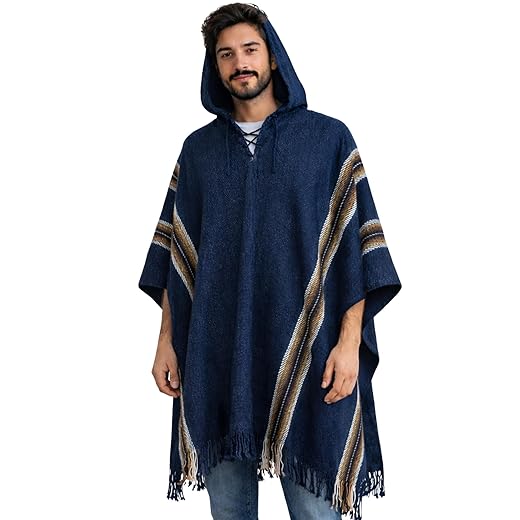 Gamboa Alpaca Poncho Manco Kapac (Blue)