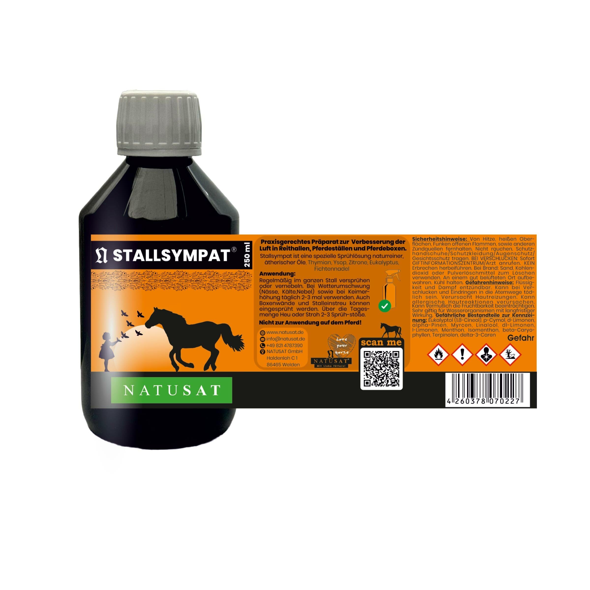 Natusat Stallsympat - angenehmes Stallklima, unterstützend bei Heustauballergie, Pferdeboxen, Reithallen und Pferdetransporter, 250 ml
