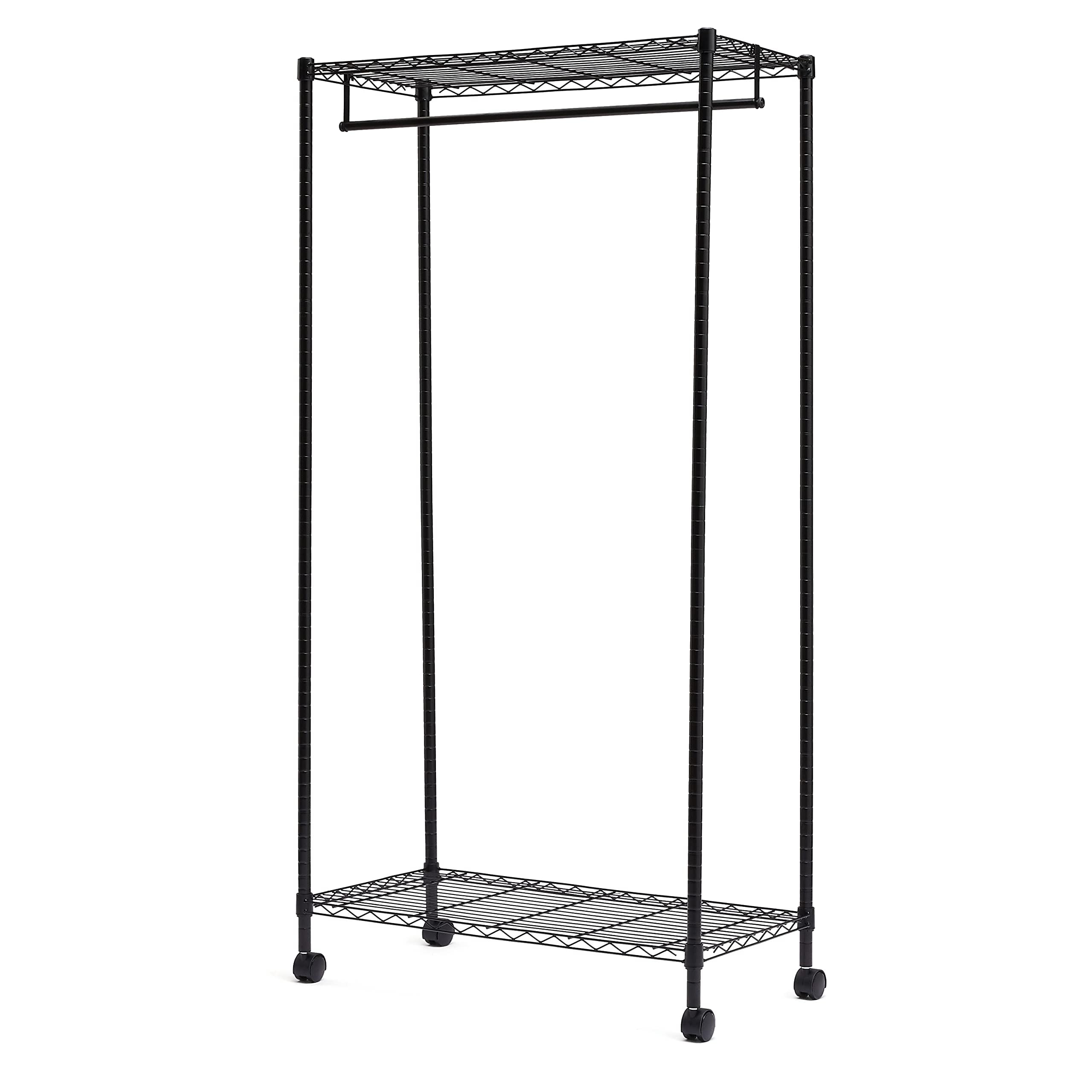 Amazon Basics Portant avec étagères haute et basse, Noir, 91 x 45.6 x 180 cm