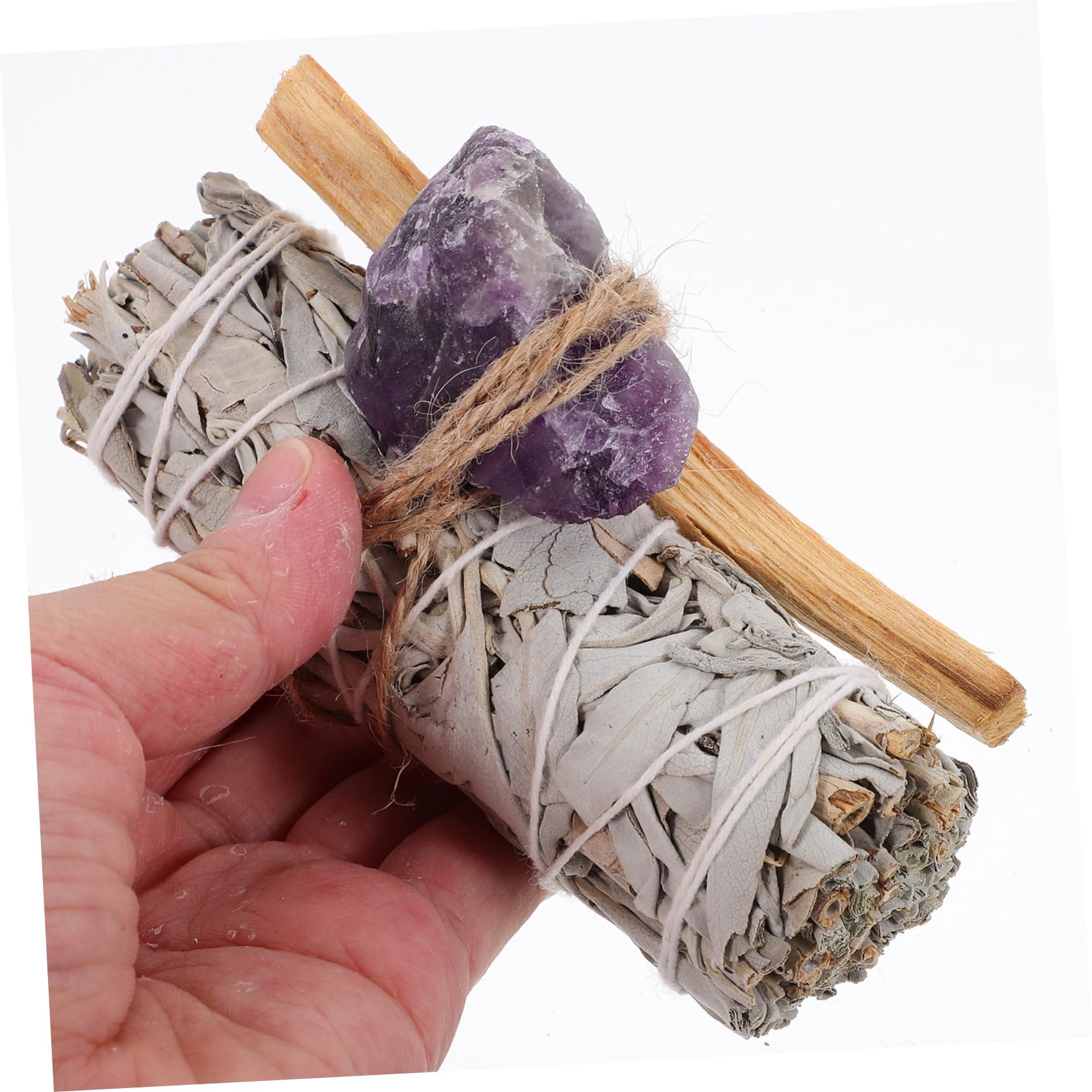 DECHOUS 5sätze Heilkräutern Raumreinigung Weiße Salbeibündel Mit Amethyst Heiligem Für Meditation Yoga Und Zeremonien Natürliche Duft Und Reinigungsmittel