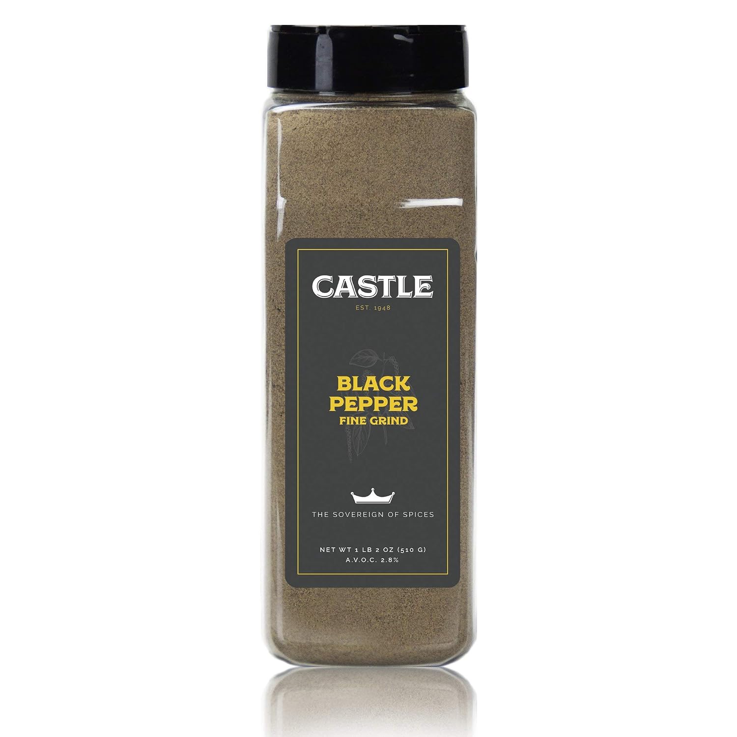Castle Foods Fine Grind Black Pepper, 18 Ounce