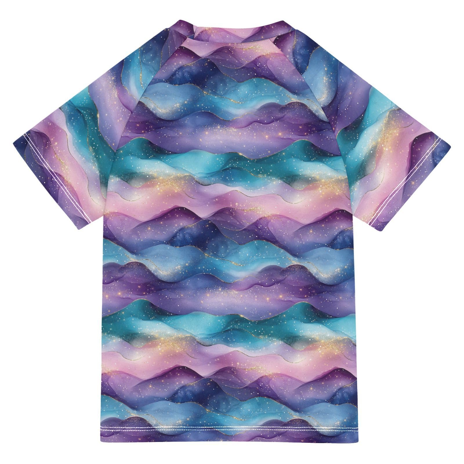 KLL Rash Guard Bathing Suit Girls Short Sleeve Rashguard Swimsuit for Girls 5T Teal Purple