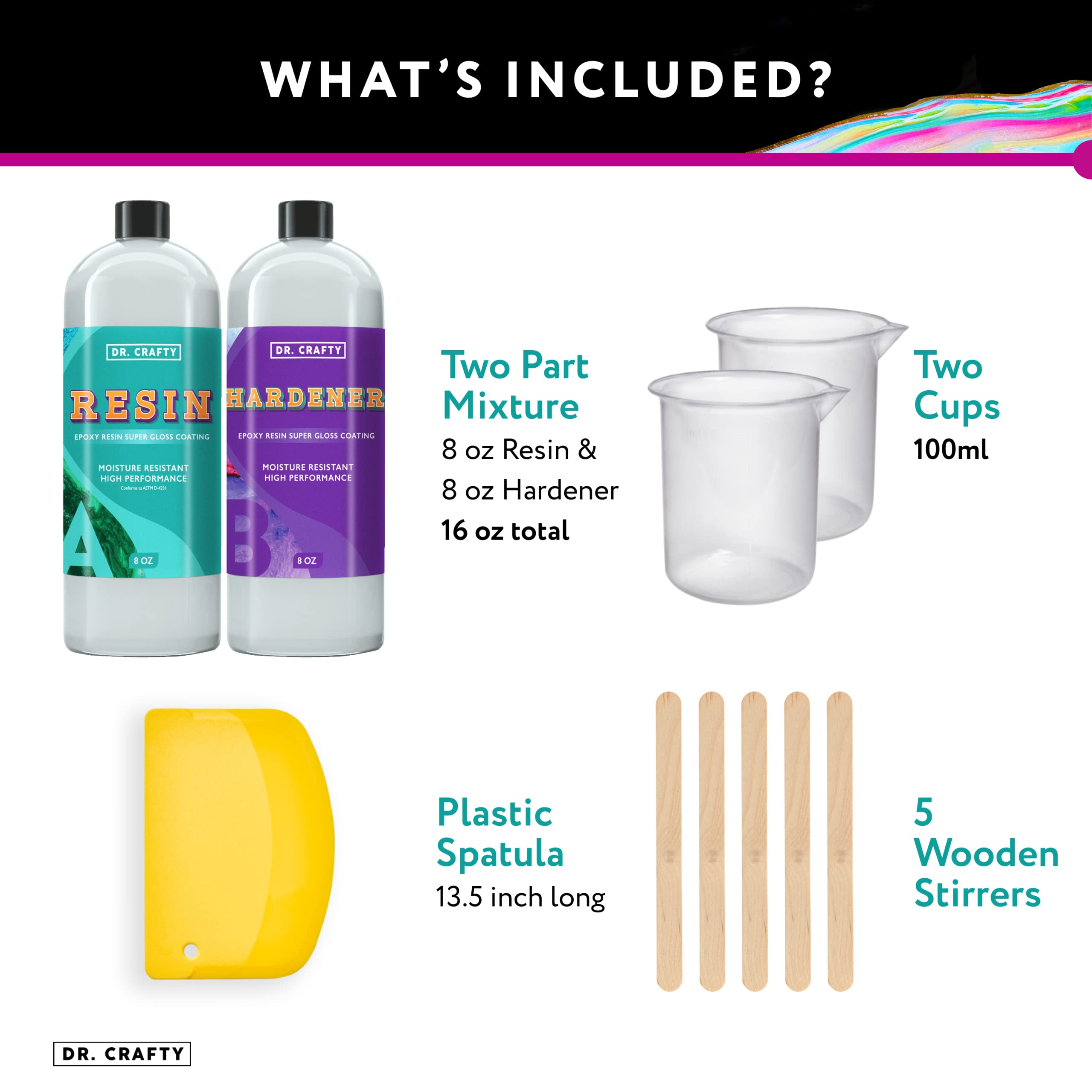 DR. CRAFTY Clear Epoxy Resin 16oz Kit for Jewelry Making Crystal