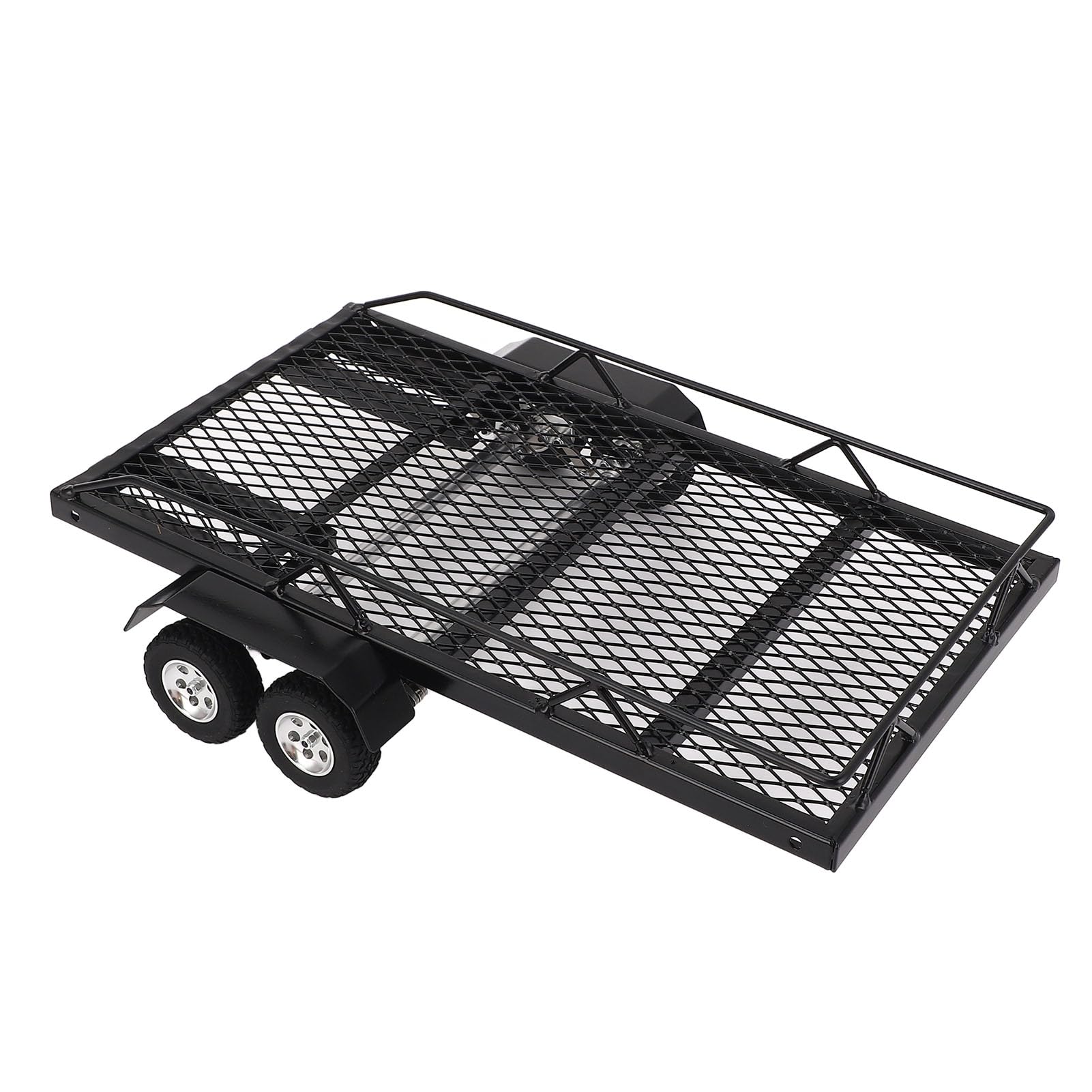 Przyczepa RC w Skali 1/18 Metalowy Zaczep do Montażu na Podwójnej Osi z 4 Oponami Antypoślizgowymi, Akcesoria do Zdalnie Sterowanego Samochodu Gąsienicowego