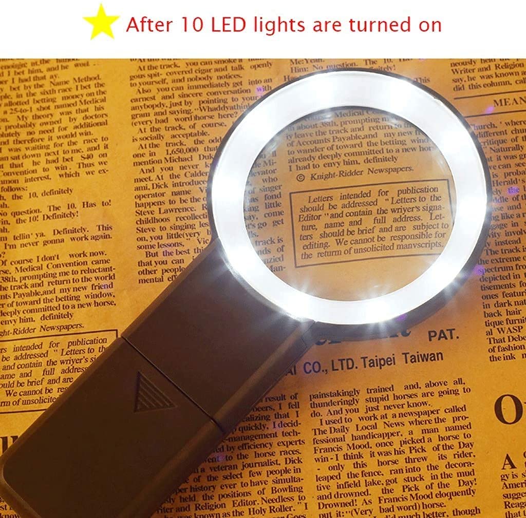 Loupe 10X avec lumières LED pour la lecture et l'inspection, idéale pour la soudure et le travail détaillé