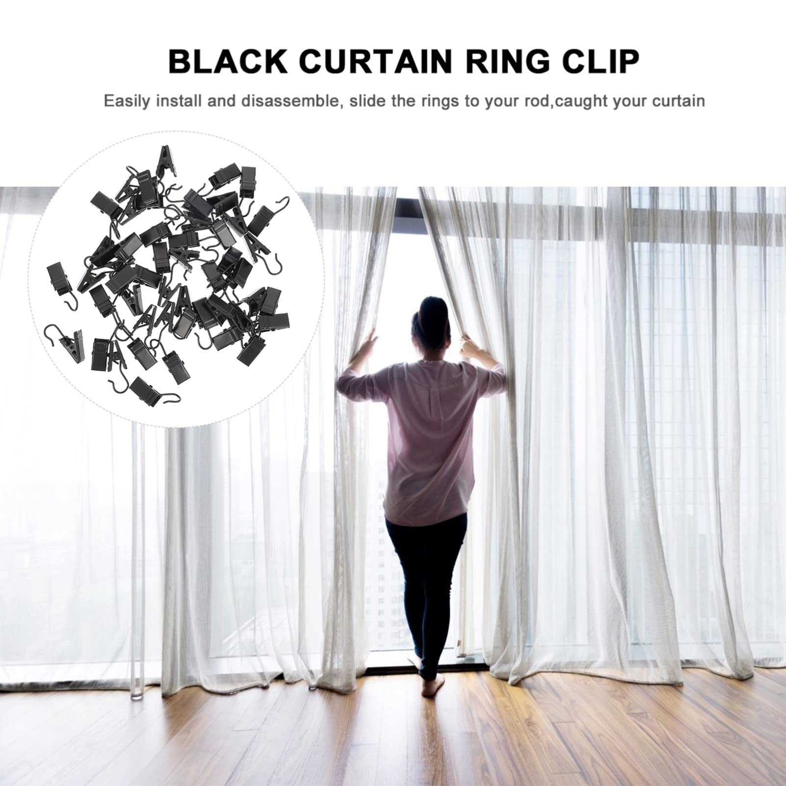 Cabilock 3 Sätze Hakenclip Curtain Clips Vorhangklammern Gardinen Befestigung Vorhang Vorhänge Schwarz Pole Vorhanghalter Aus Stahl Clip Zum Aufhängen Von Vorhängen Black 50 Stück * 3