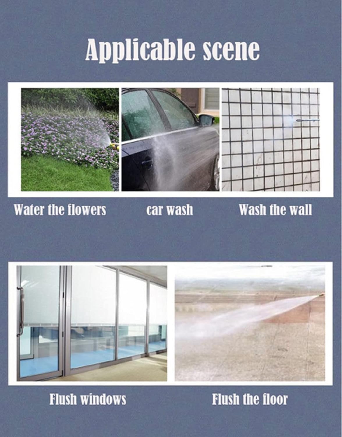 Garden Hose Nozzle Stainless Duty Metal Spray Nozzle Long Spray Nozzle Hose pure copper joint Rotaing Water Adjustmen for Car Washing, Outdoor Gardening, Pets Shower, Patio Cleaning (B)