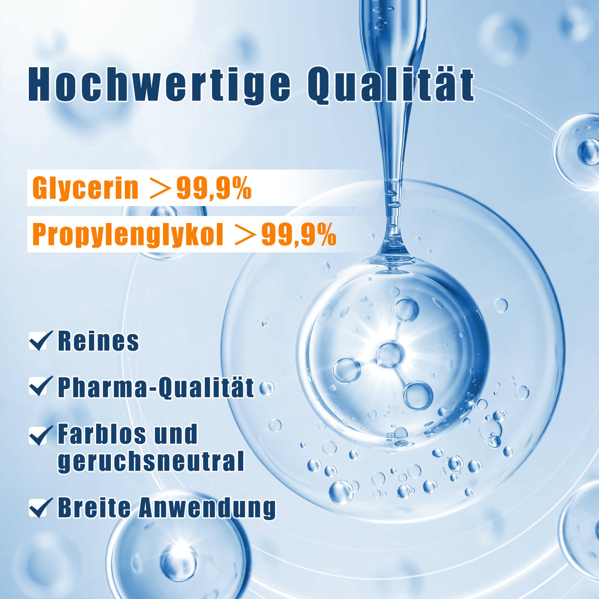 DBL 2x500ml 70% Glycerin E422, 30% Propylenglykol E1520, 70/30 VG/PG, 99,9% | Pharma- & Lebensmittelqualität, Vegan, Farblos, Ideal als Liquid Base für DIY, Seifen, Cremes, Kindersicherer Verschluss
