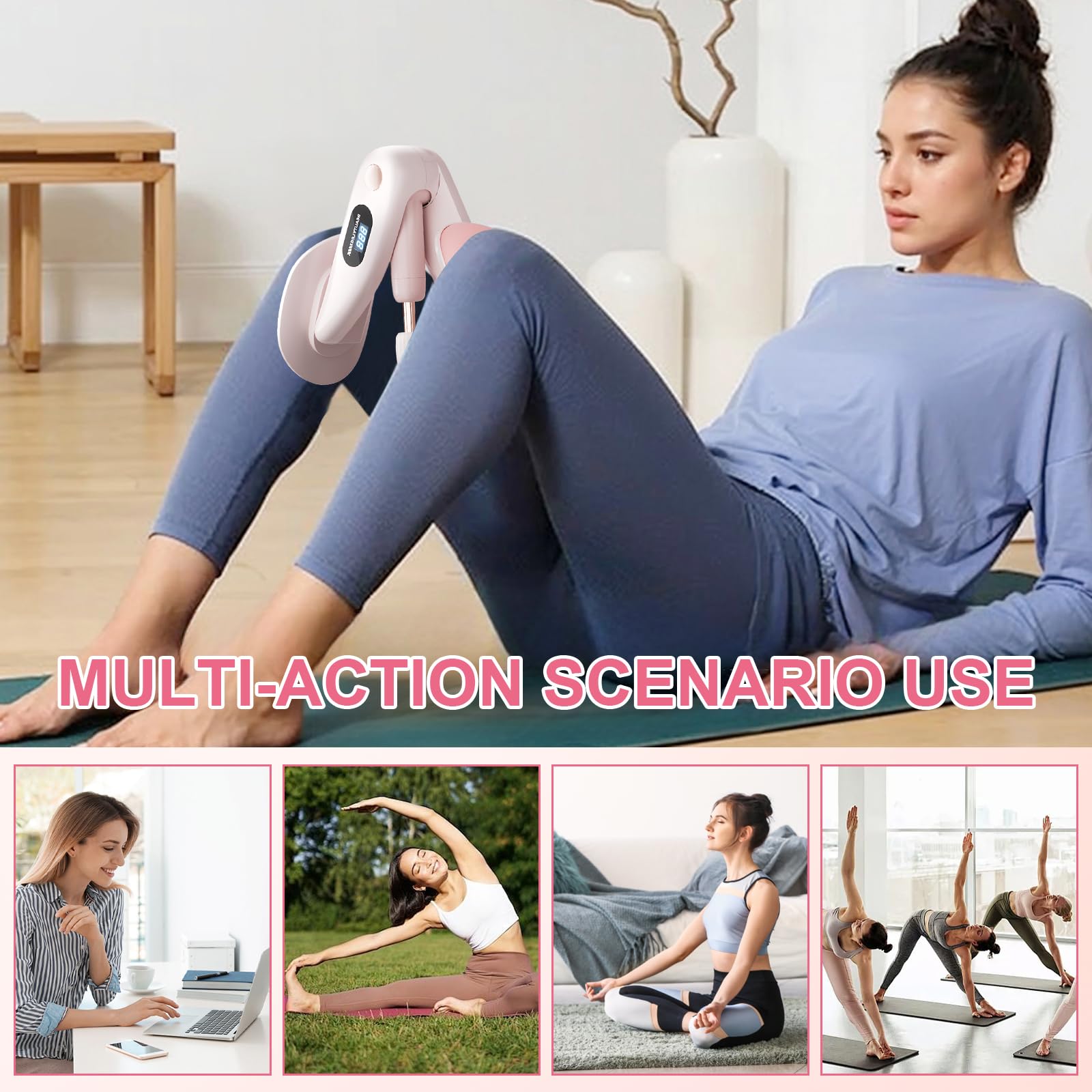 Ejercitador de Muslos y Suelo Pélvico para Mujeres Máquina de Ejercicio Interno de Piernas con Contador Digital Kegel Trainer Tonificador de Glúteos y Musculatura Abdominal para Casa