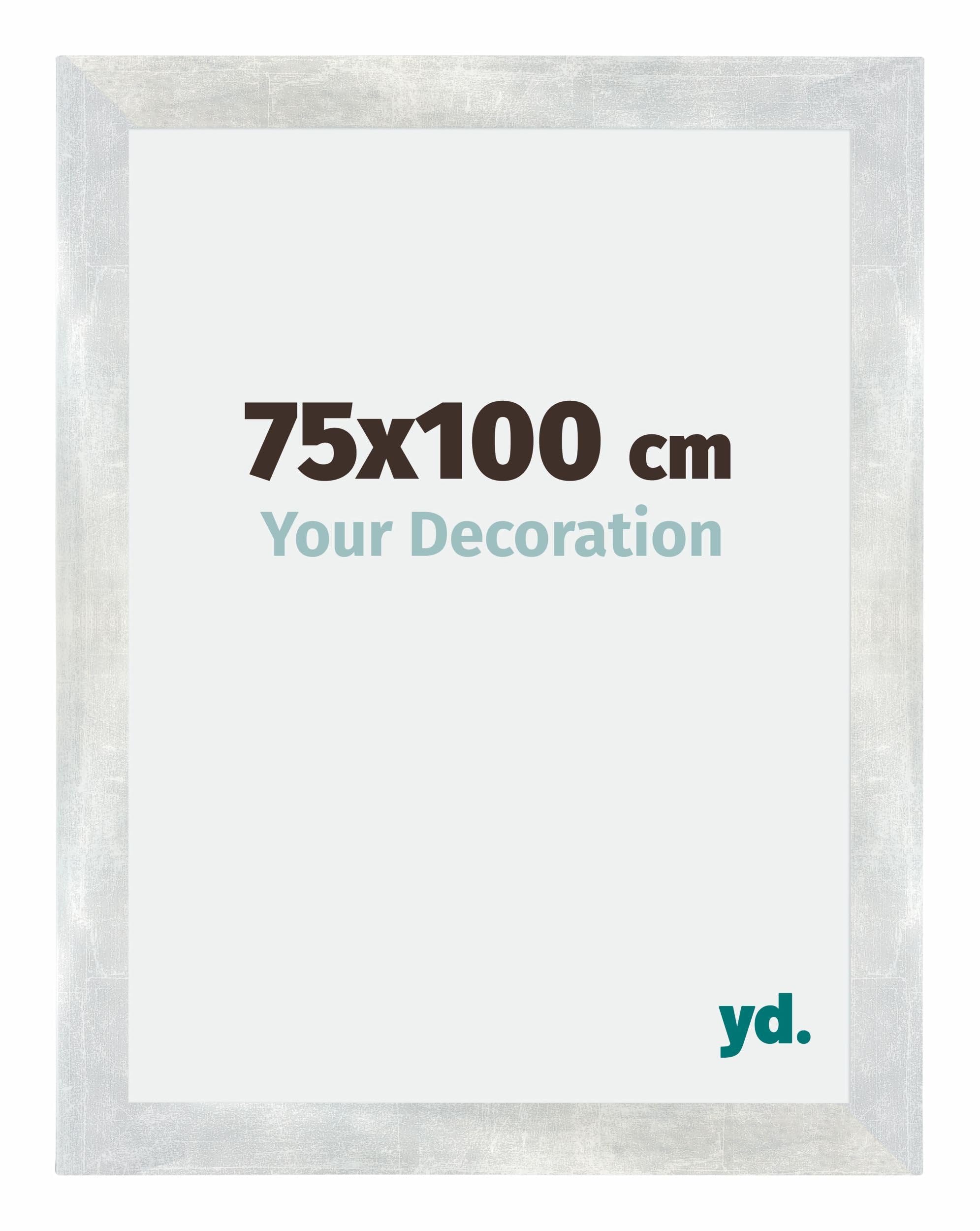 Your Decoration - Picture Frame 75x100 cm - Silver Shiny Vintage - Decorative Wall Frame in MDF with Antireflection - Frame 75x100 - Mura