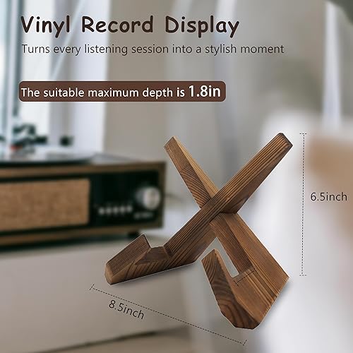 Miniatura 2 de Now Playing - Soporte para discos de vinilo, 1 paquete de soporte de madera para discos de vinilo, soporte para álbum, pantalla retro de madera