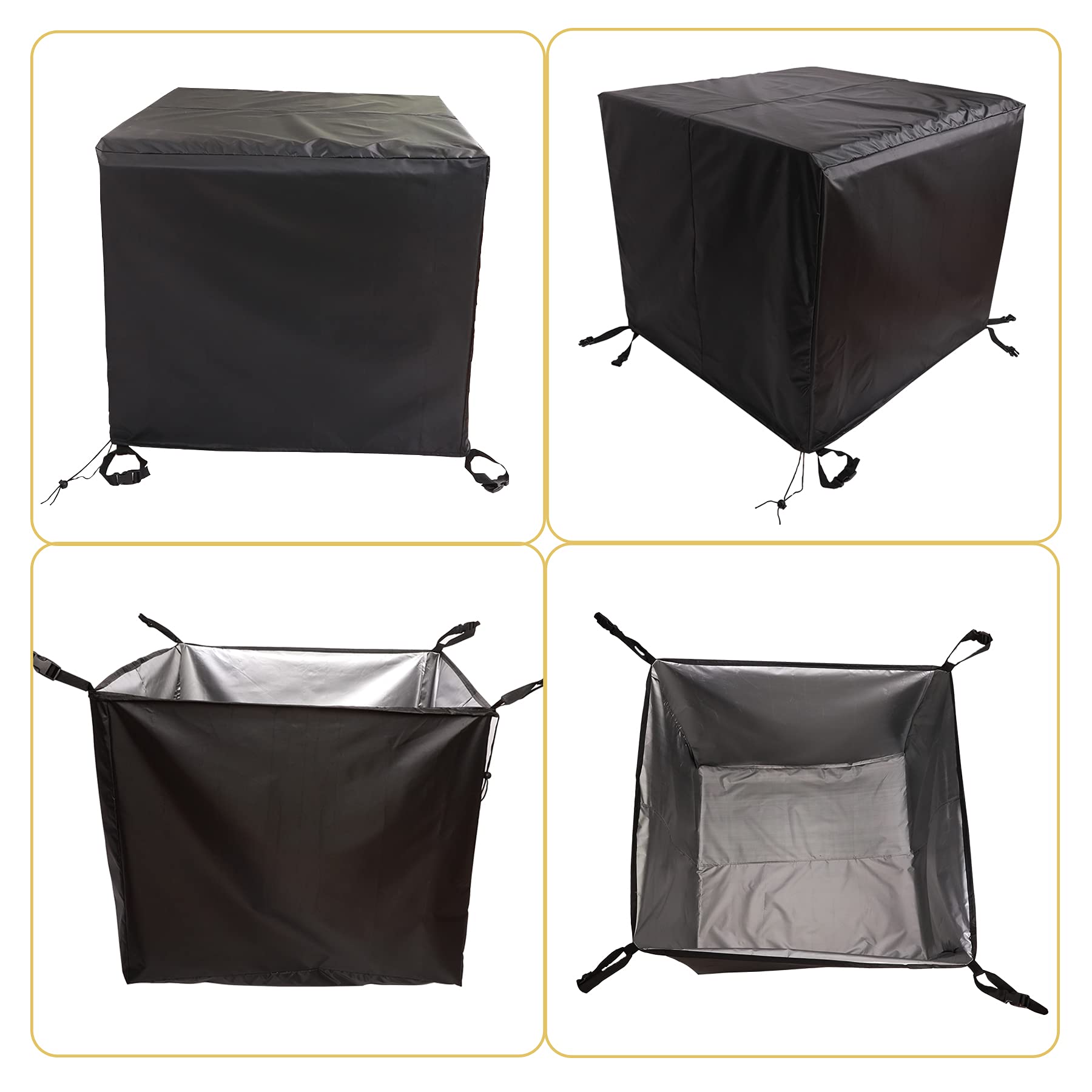 Zestaw poszewek na poduszki na meble ogrodowe – 200 x 200 x 79 cm, Oxford poliester, odporne na promieniowanie UV, wodoodporne, pyłoszczelne, łatwe zakładanie, opaska napinająca, czarna, ochrona na