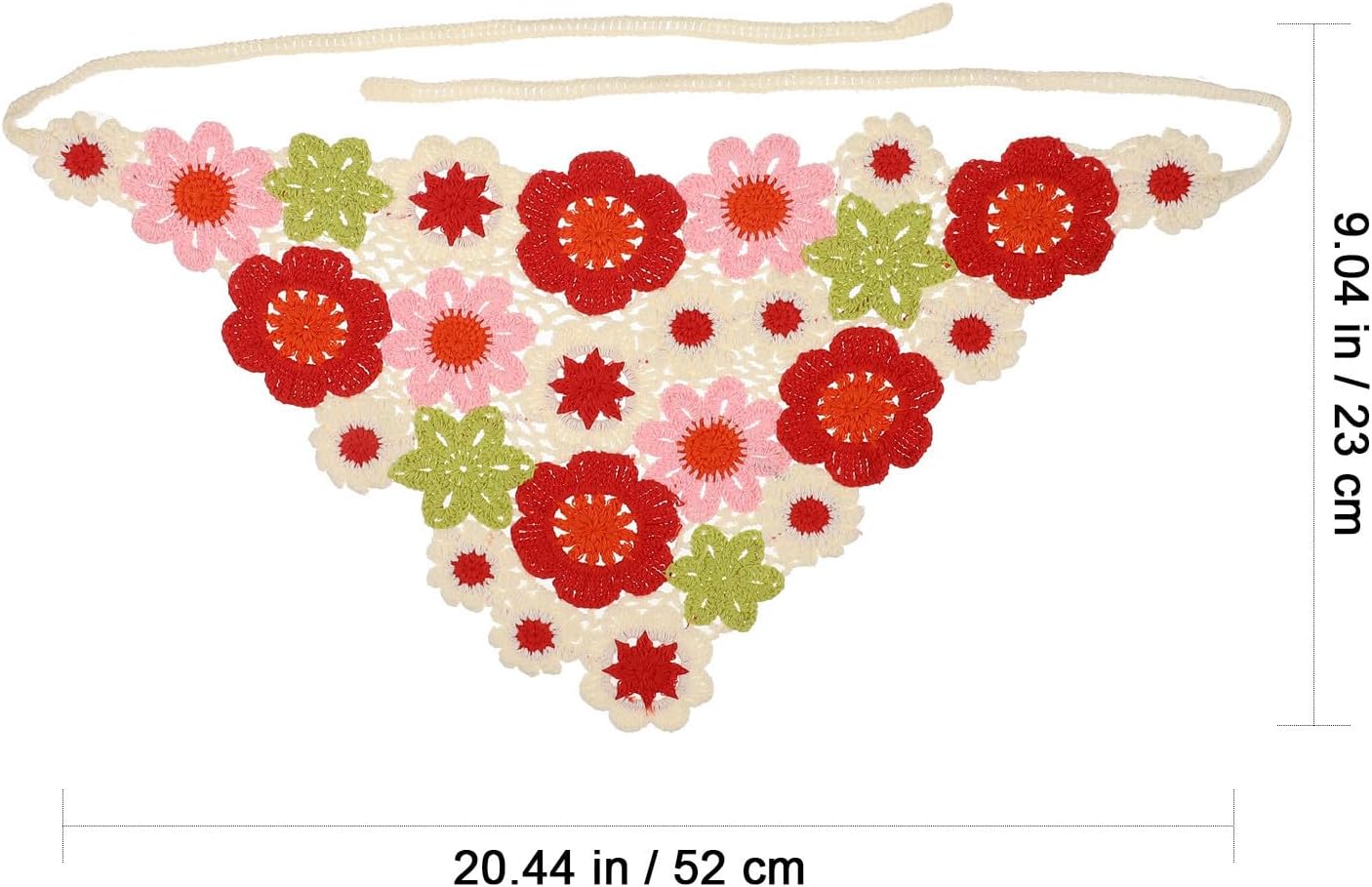 Crochet Flower Hair Bandanas Cotton and Polyester Material 3pcs with Slightly Elastic Straps Fits Most Women's Head Sizes, Bohemian Style Headwear for Women