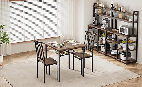 Miniatura 7 de GAOMON Juego de mesa de comedor para 2, mesa de cocina y sillas para 2 con estante para vino, juego de mesa de comedor con 2 sillas de madera y