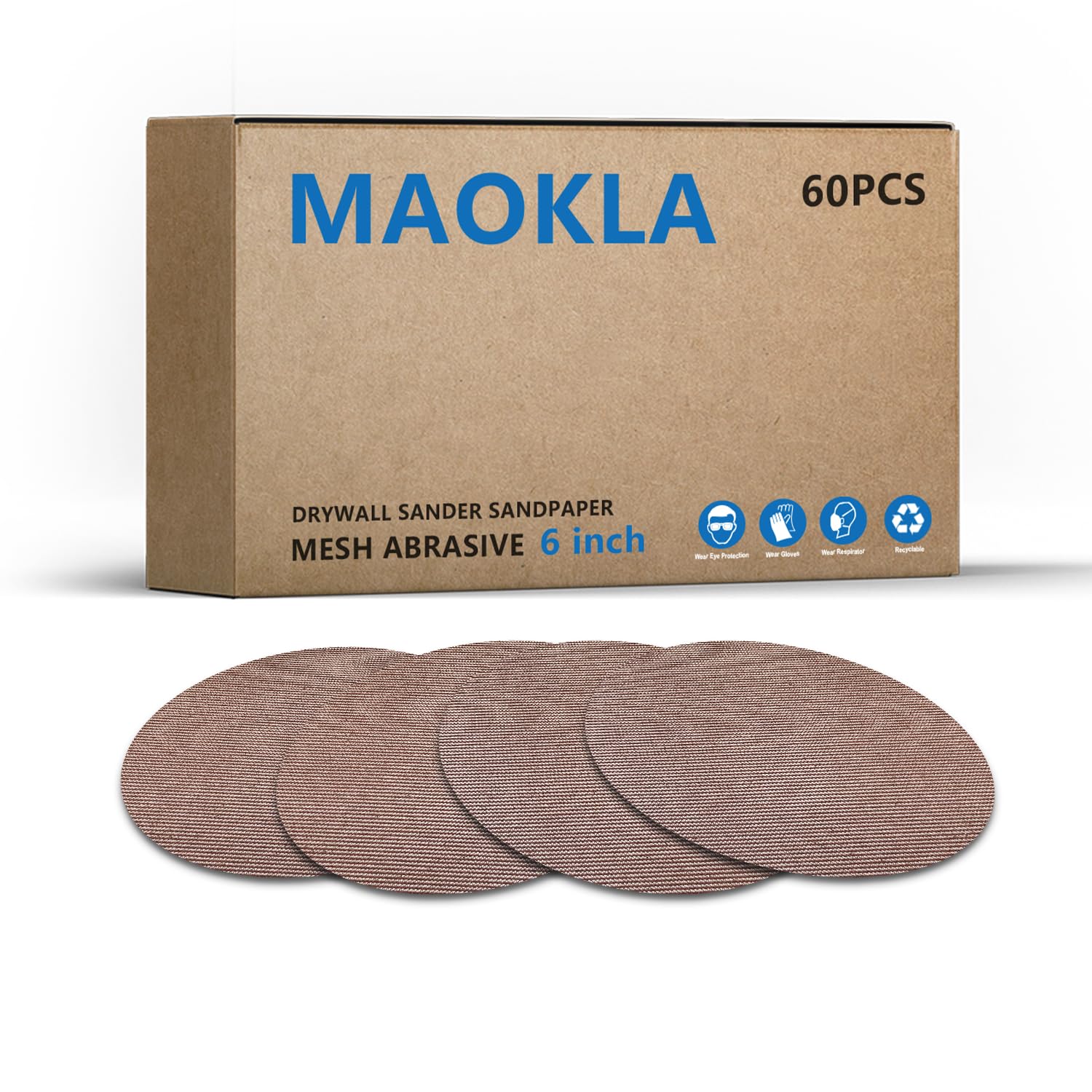 50 Pcs 6-Inch Sanding Discs, 120 Grit, Hook & Loop Mesh Pads for Random Orbital Sander - Durable, Anti-Slip, for Wood, Metal, Paint Finishing
