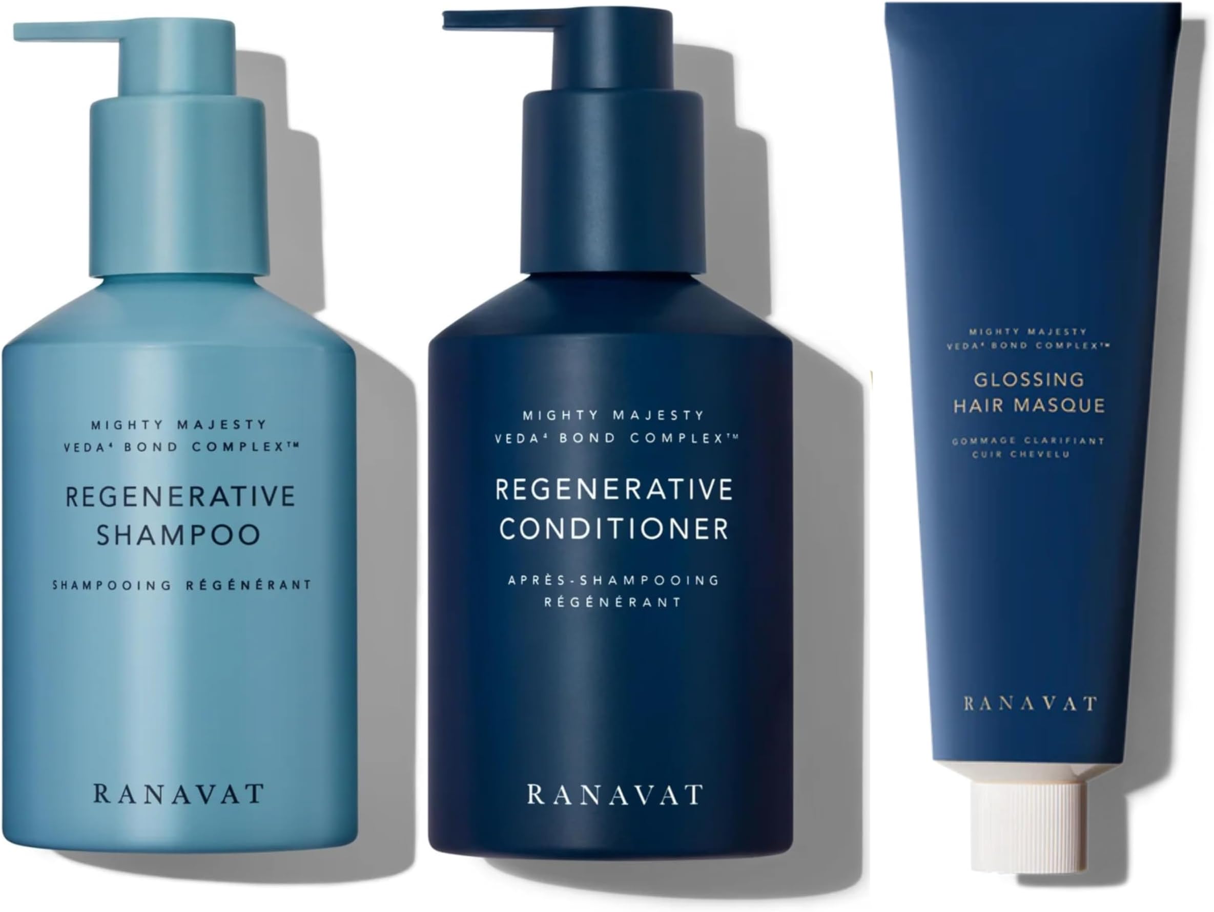 RANAVAT Regenerative Hair Care Bundle - Mend Breakage & Split Ends with Bond Strengthening Ayurvedic Shampoo, Conditioner & Glossing Hair Mask - 3 Piece