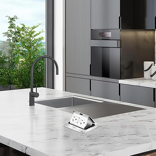 Miniatura 6 de Vagueior Kit de toma de corriente eléctrica de piso empotrado, caja Covcer de toma de corriente impermeable, salida GFCI oculta + salida de