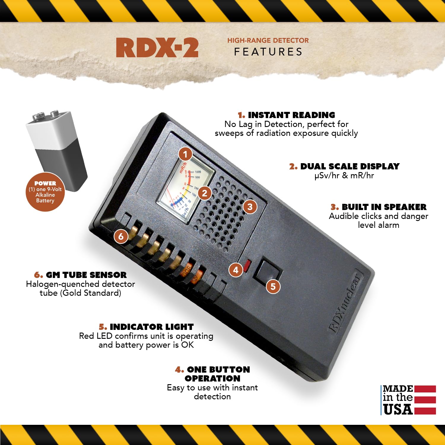 避難生活用品 RDX Nuclear  Counter DK-2 RDX-2 High-Range Handheld Radiation Monitor & Detector | Geiger