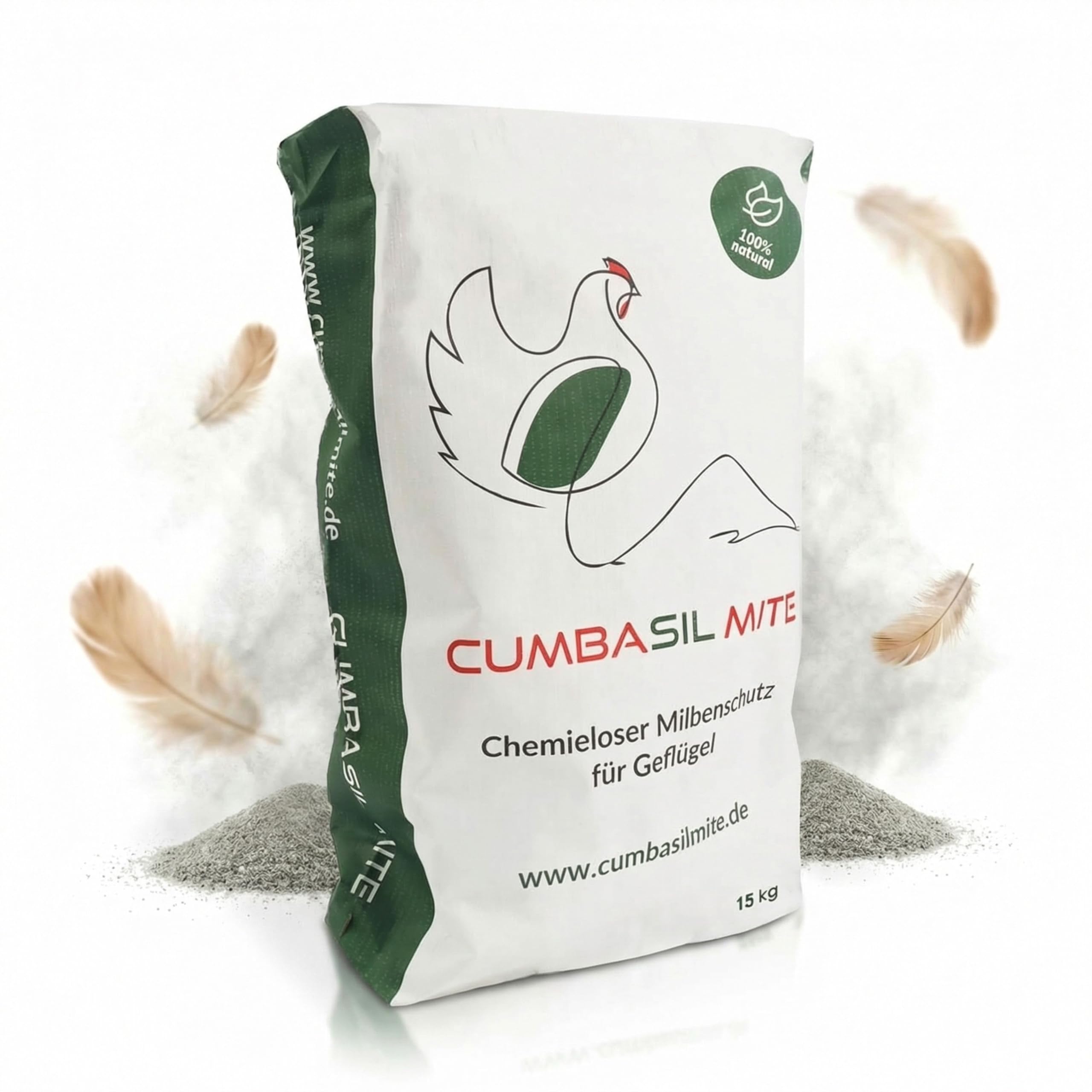Starter Pack Mite Staubbad für Hühner 15kg - Sandbad Pulver gegen Milben, Milbenmittel Hühner, natürlicher Milbenschutz, Puder
