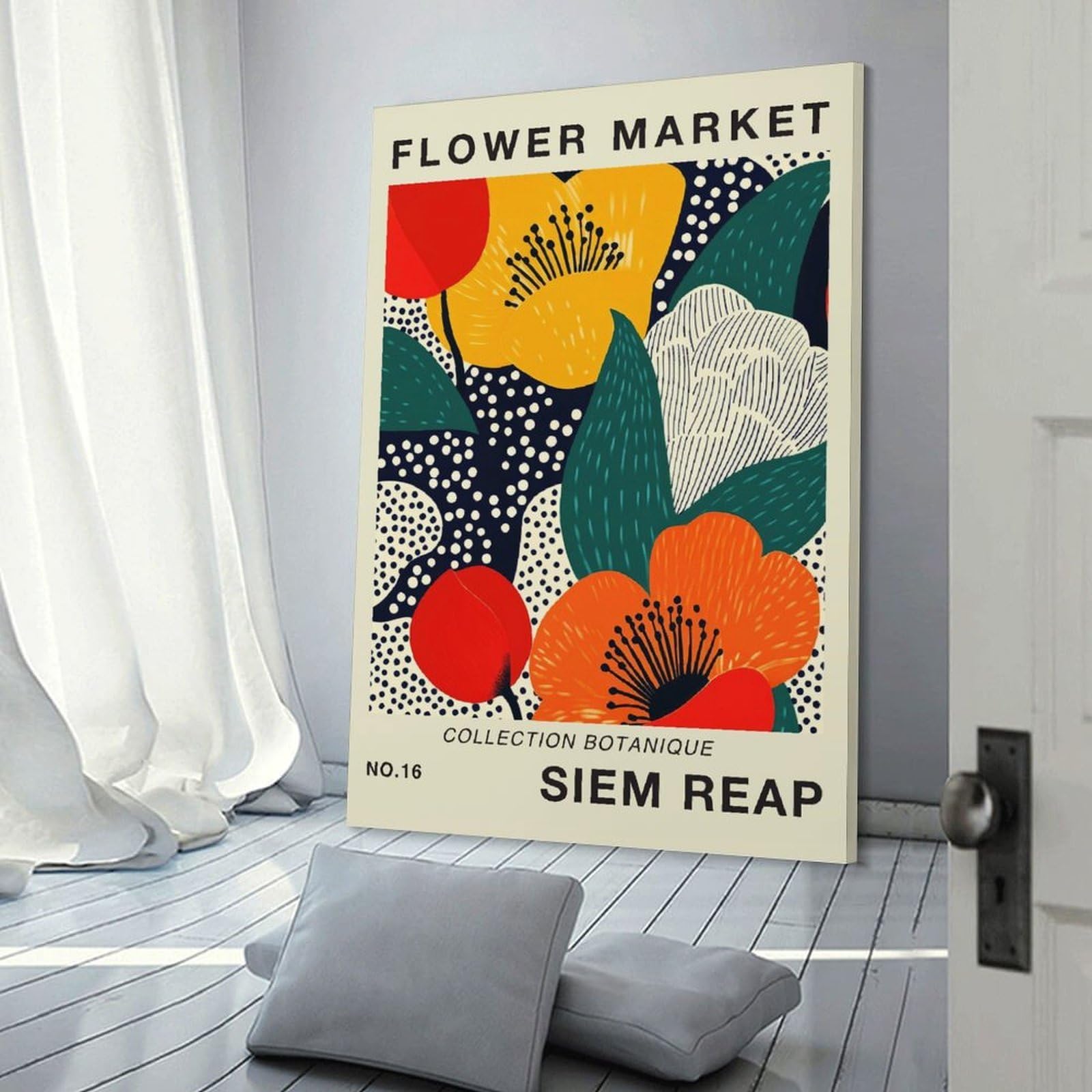 Junmoney Siem Reap Flower Market Poster Hanging Wall Art 08x12inch(20x30cm), for Restful Interiors, Bedrooms Or Small Rooms, Home Artwork with A Soft Interior Feel
