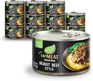 unMEAT Plant-Based Roast Beef Style Vegan Meat | Low-Calorie, Ready-to-Eat Canned Protein, Pack of 12