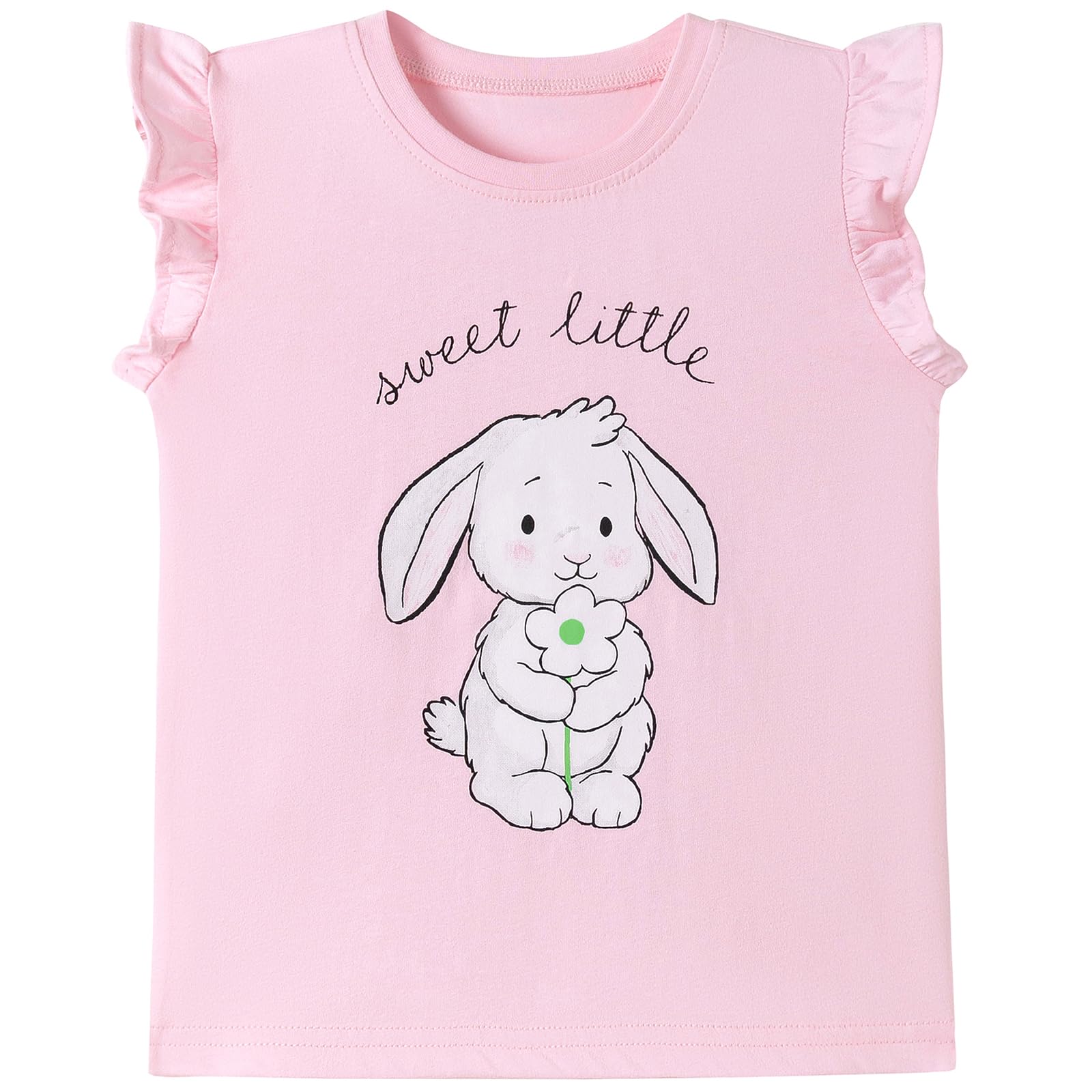 Toddler Girls Bunny T-Shirt Cotton Baby Short Sleeve Easter Outfits Rabbit Shirts Soft Summer Casual Tee Tops
